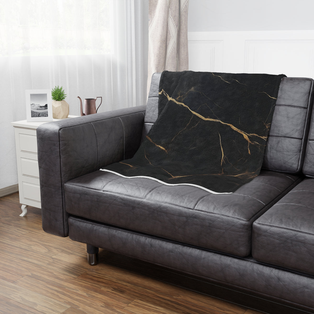 Luxurious Black Marble Minky Blanket