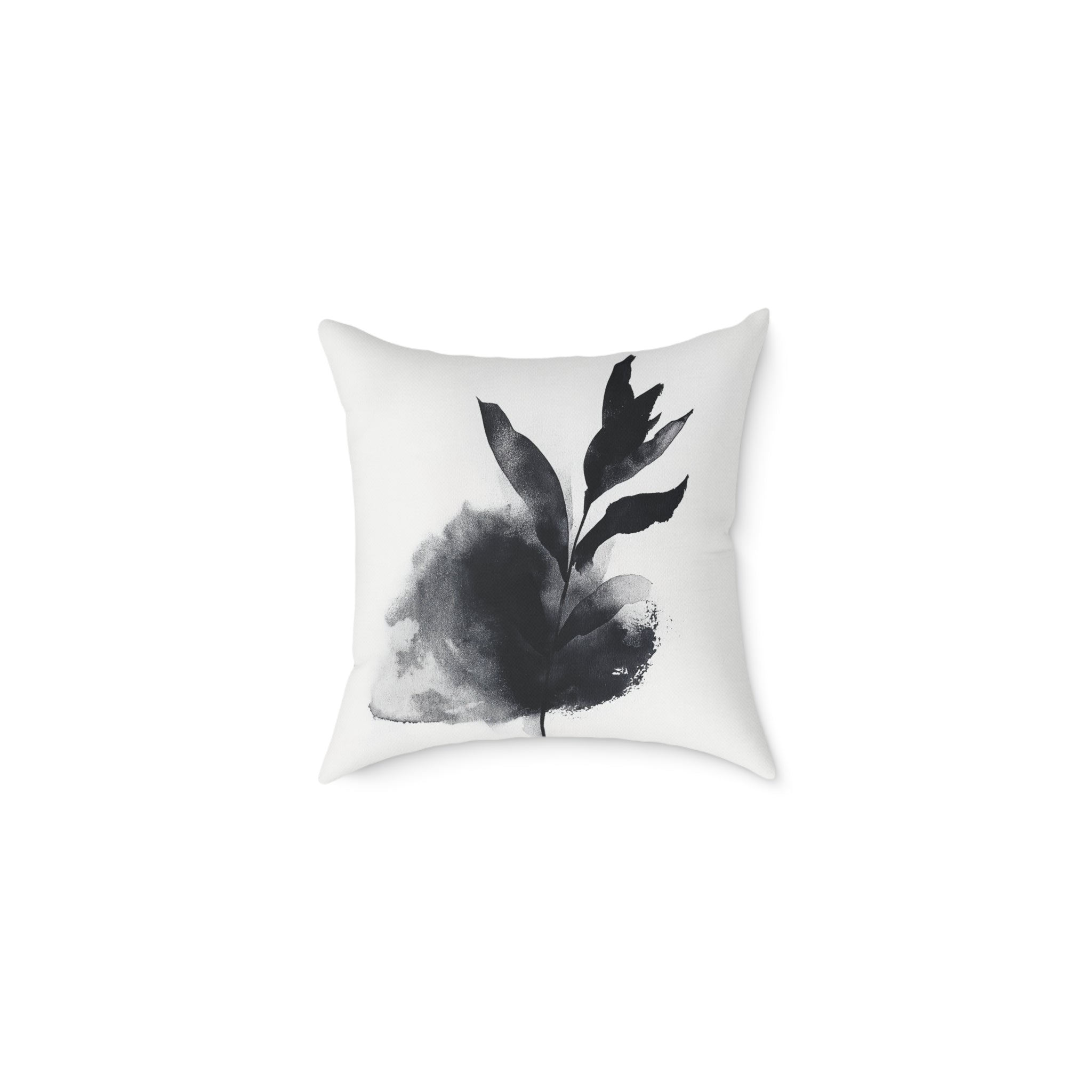 Elegant Black Leaf Print Pillow