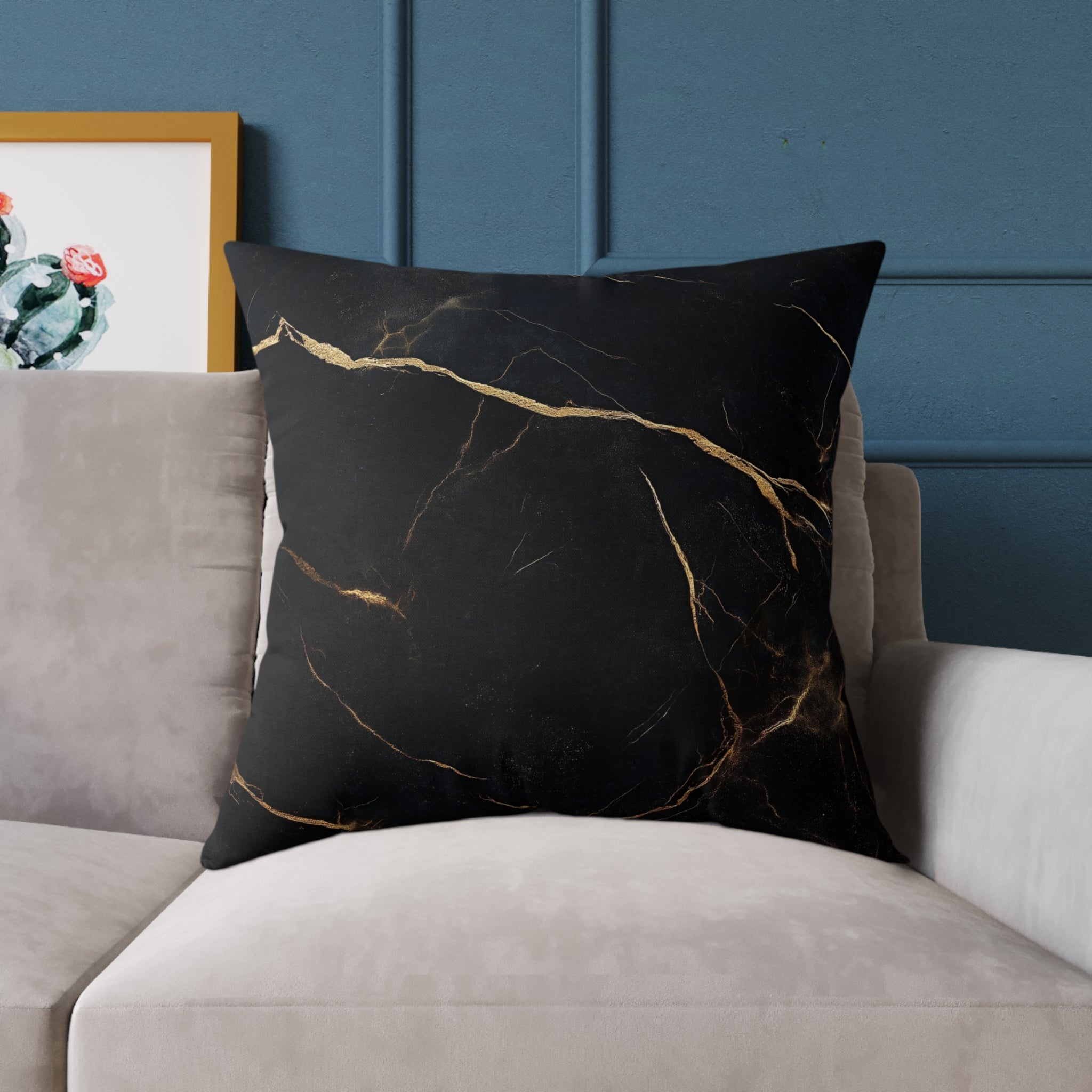 Elegant Black Marble Pillow