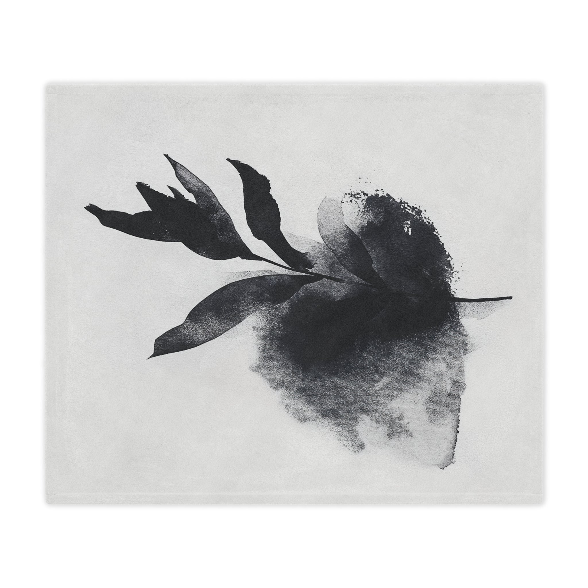 Elegant Black Leaf Minky Blanket