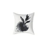 Elegant Black Leaf Print Pillow
