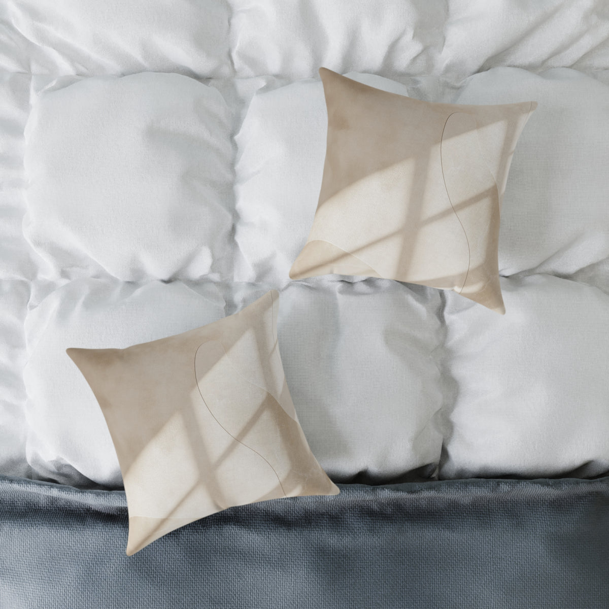 Neutral Abstract Square Poly Canvas Pillow