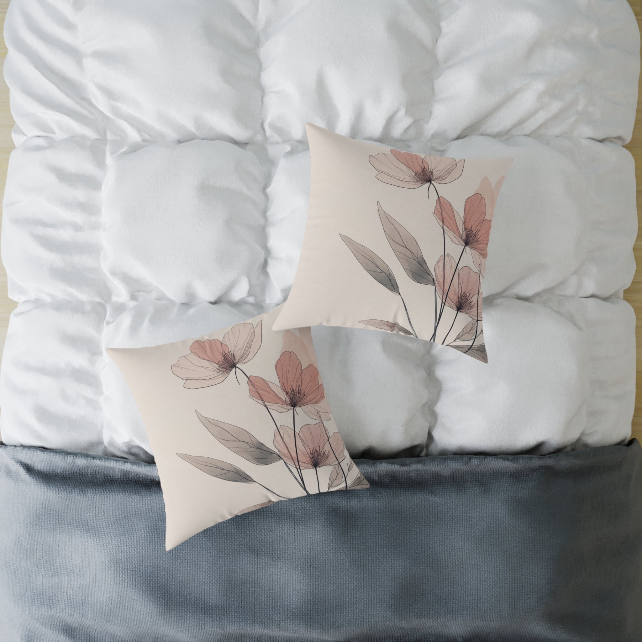 Elegant Floral Square Poly Canvas Pillow