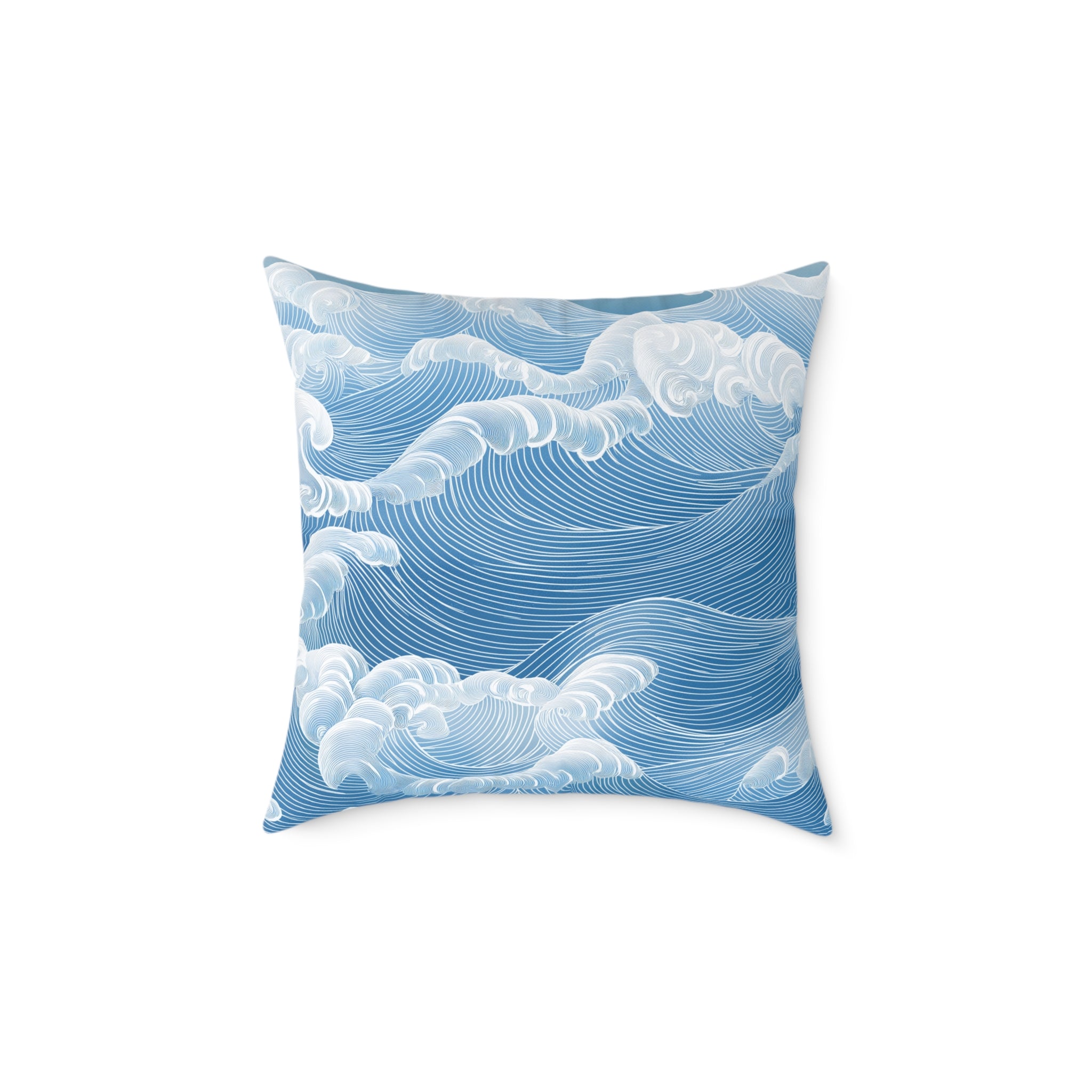 Sky Blue Wave Pattern Poly Canvas Pillow
