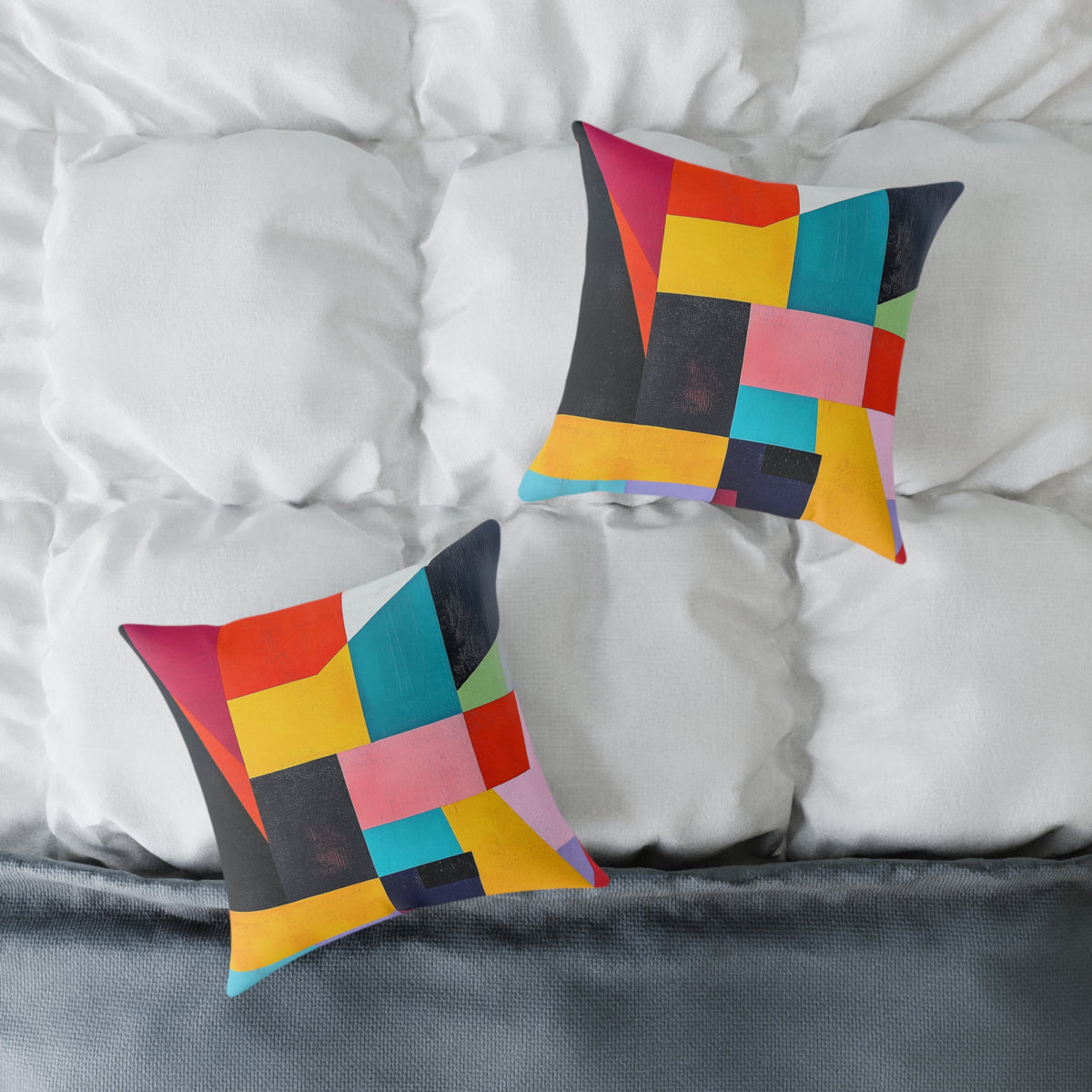 Vibrant Abstract Square Poly Canvas Pillow