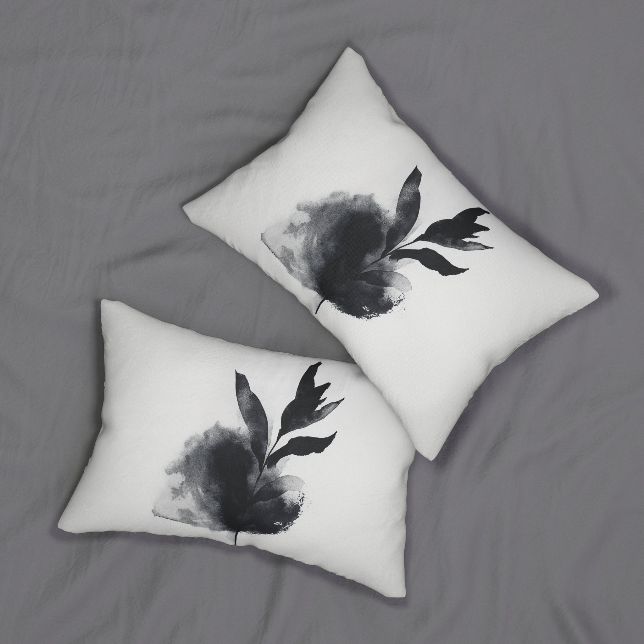 Elegant Botanical Spun Polyester Lumbar Pillow