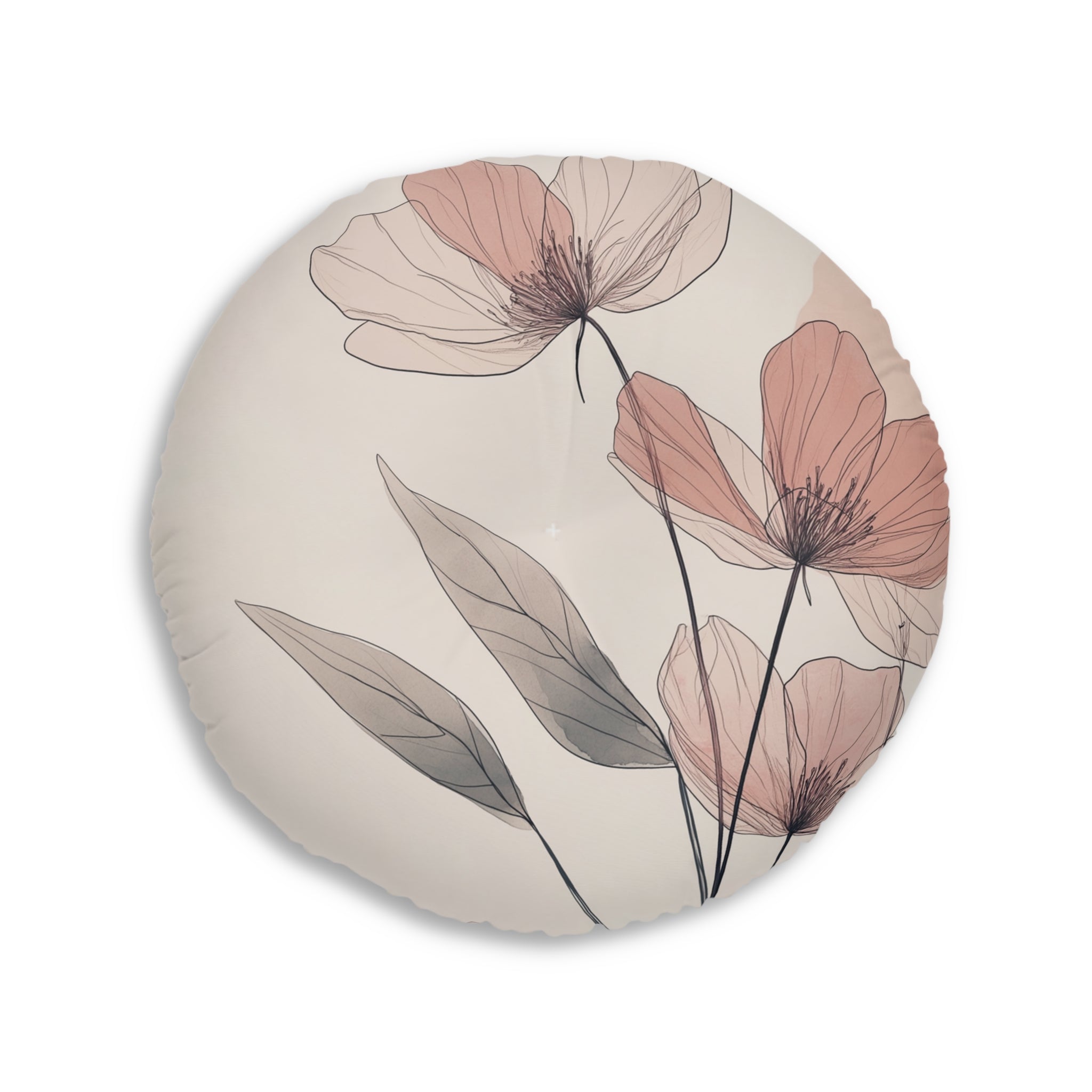 Floral Round Tufted Floor Pillow