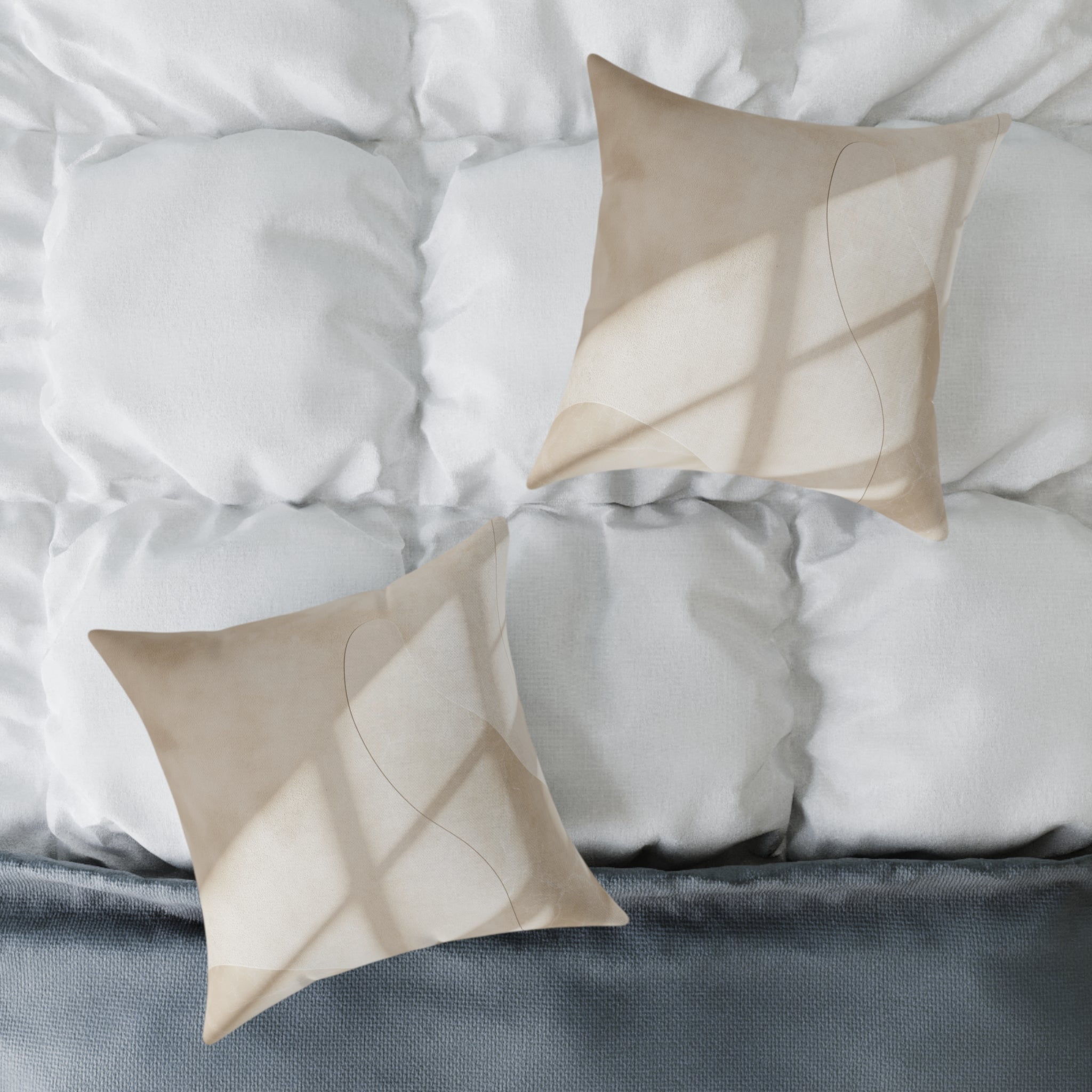 Neutral Abstract Square Poly Canvas Pillow