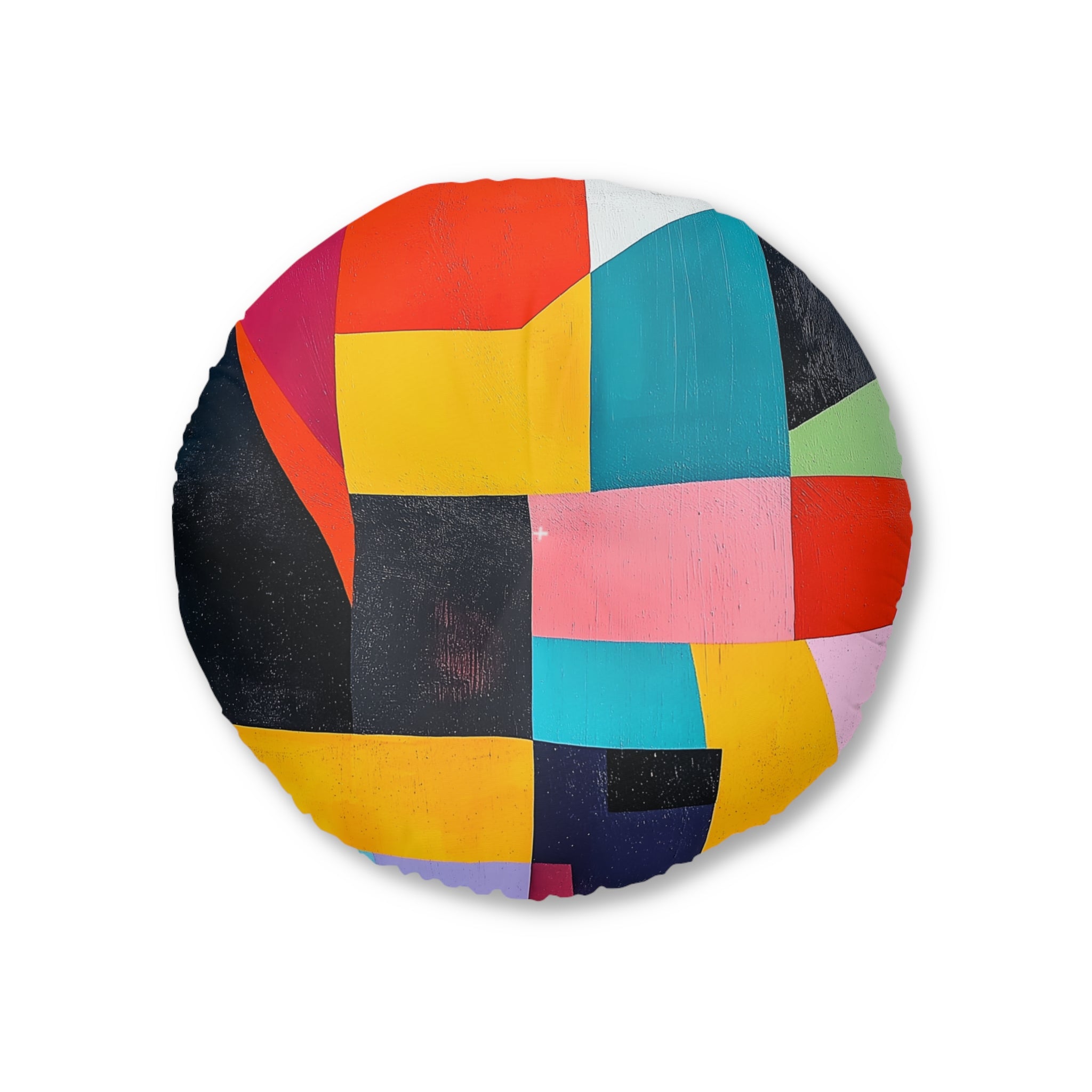 Colorful Abstract Round Tufted Floor Pillow