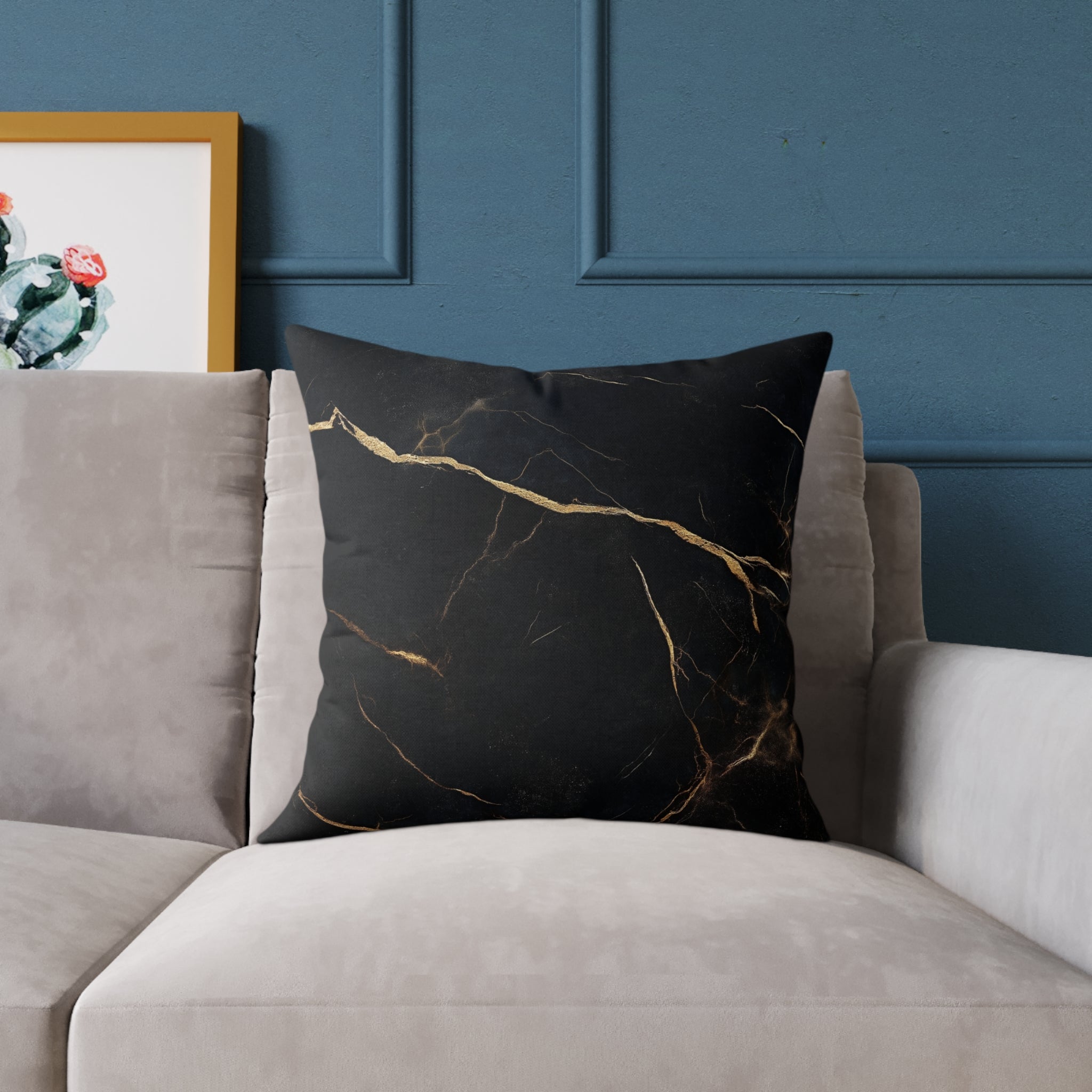 Elegant Black Marble Pillow