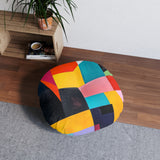 Colorful Abstract Round Tufted Floor Pillow