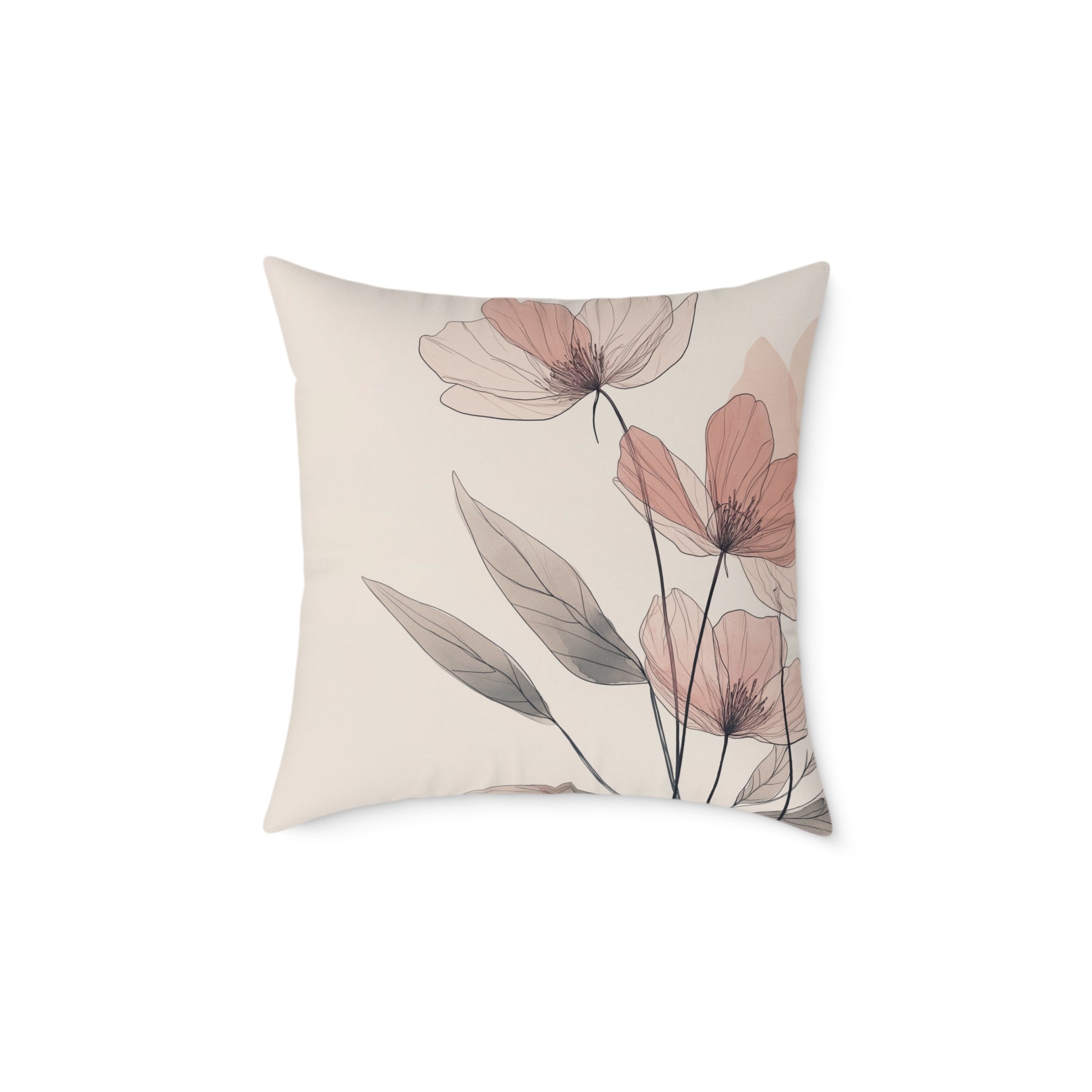 Elegant Floral Square Poly Canvas Pillow