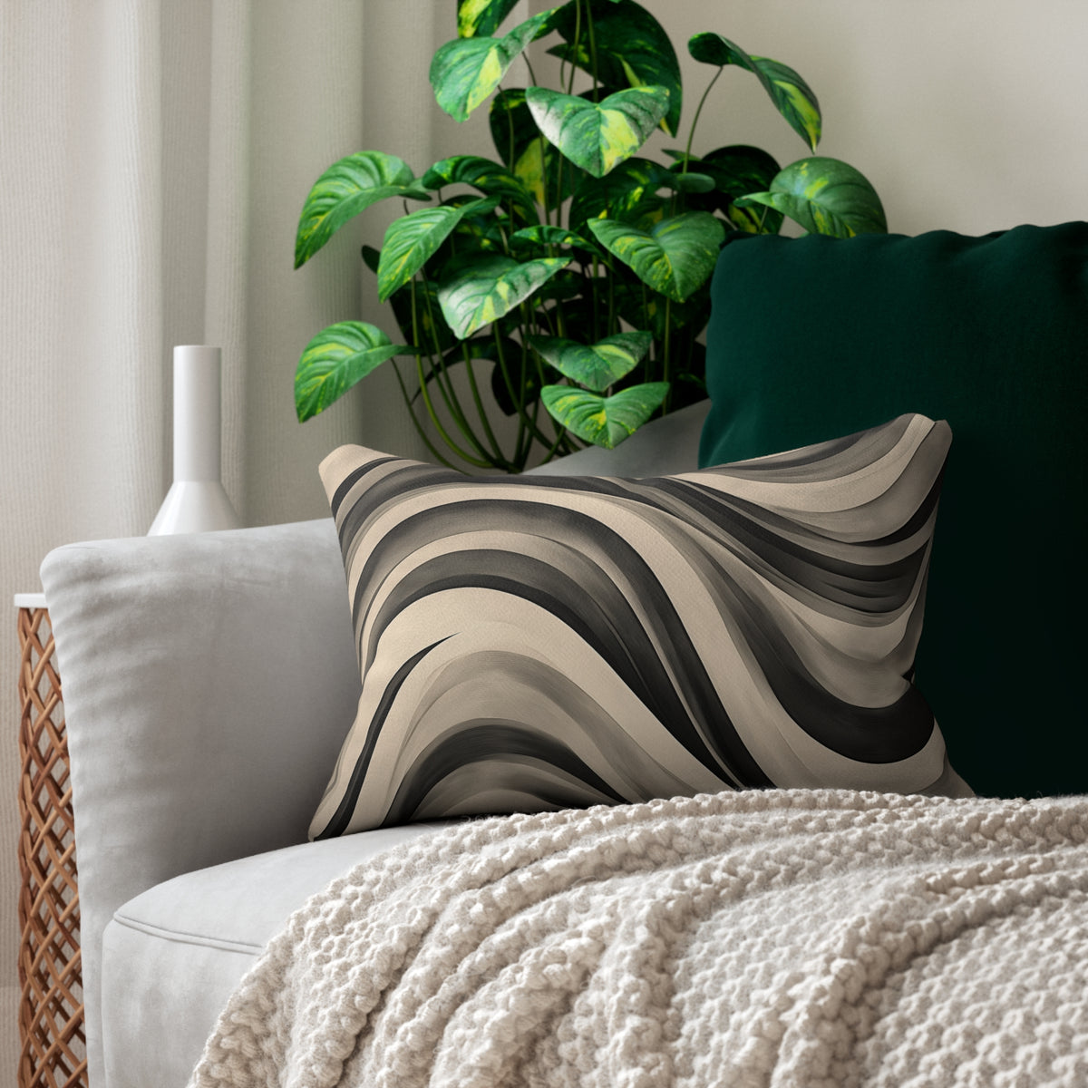Abstract Wave Design Lumbar Pillow