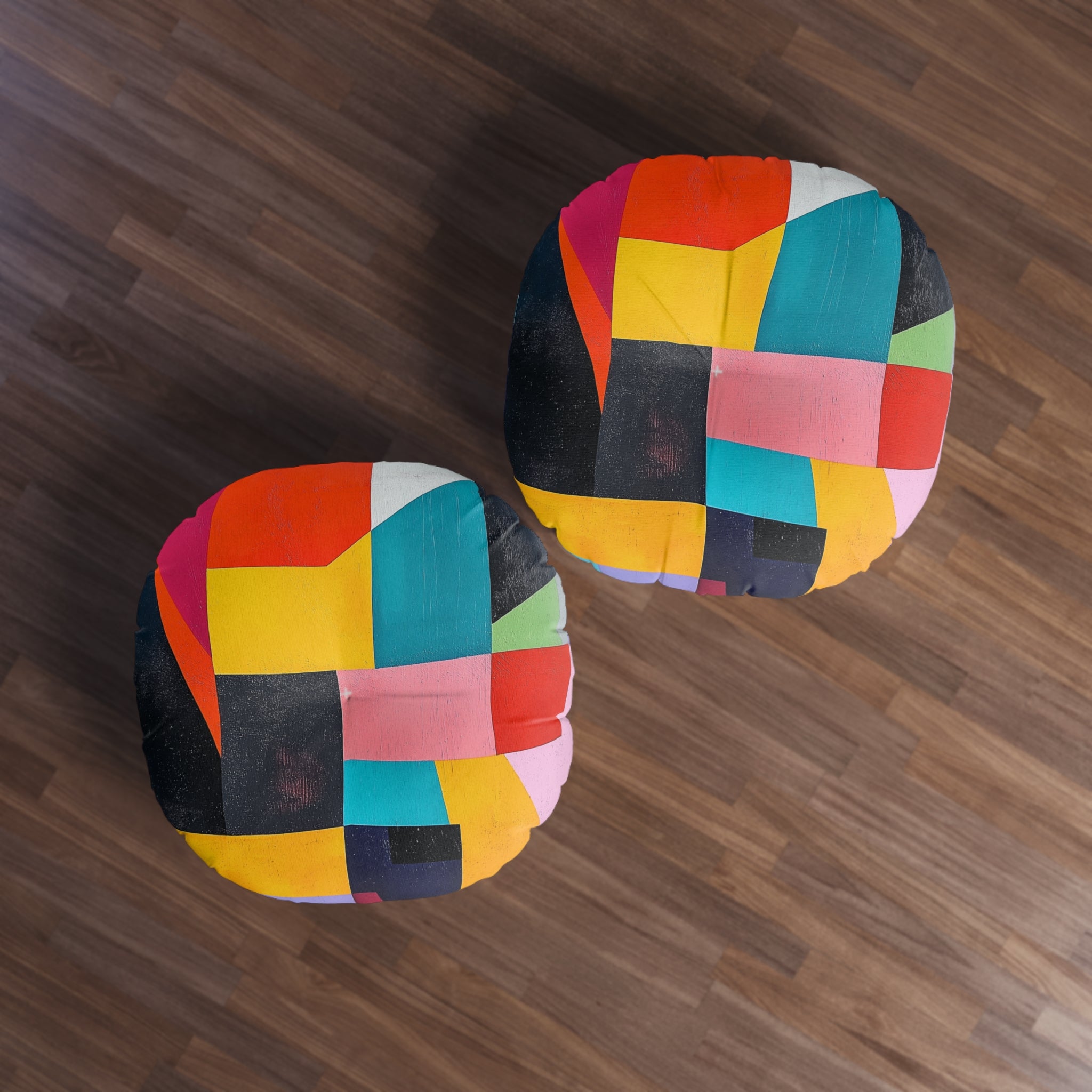 Colorful Abstract Round Tufted Floor Pillow