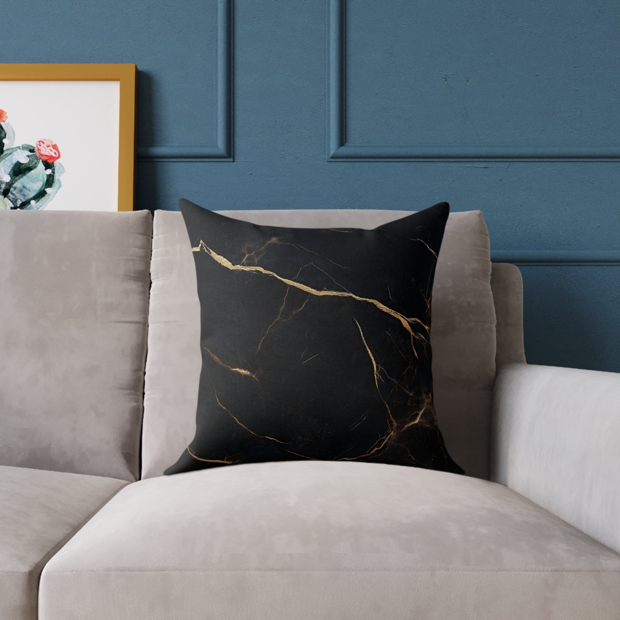 Elegant Black Marble Pillow