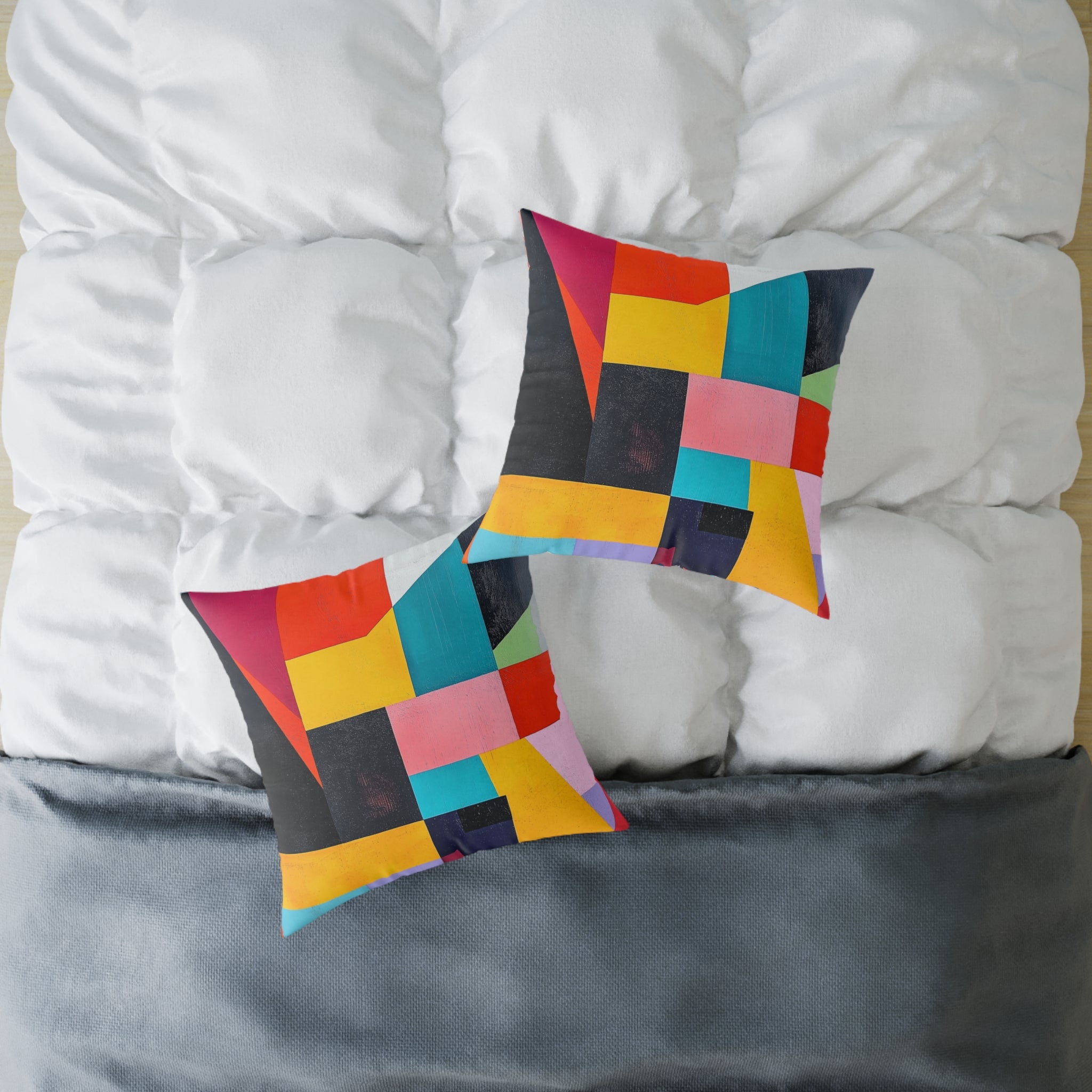 Vibrant Abstract Square Poly Canvas Pillow