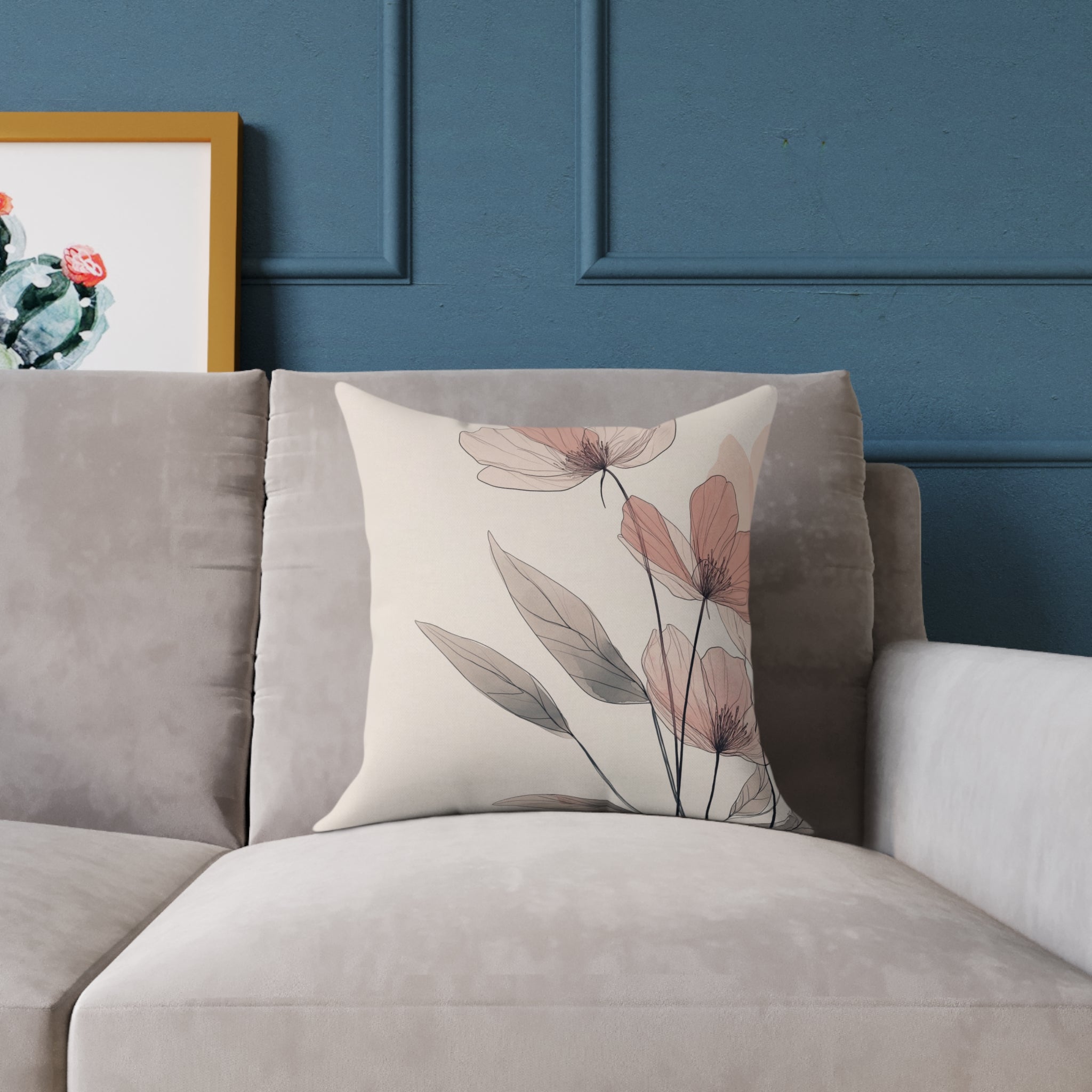 Elegant Floral Square Poly Canvas Pillow