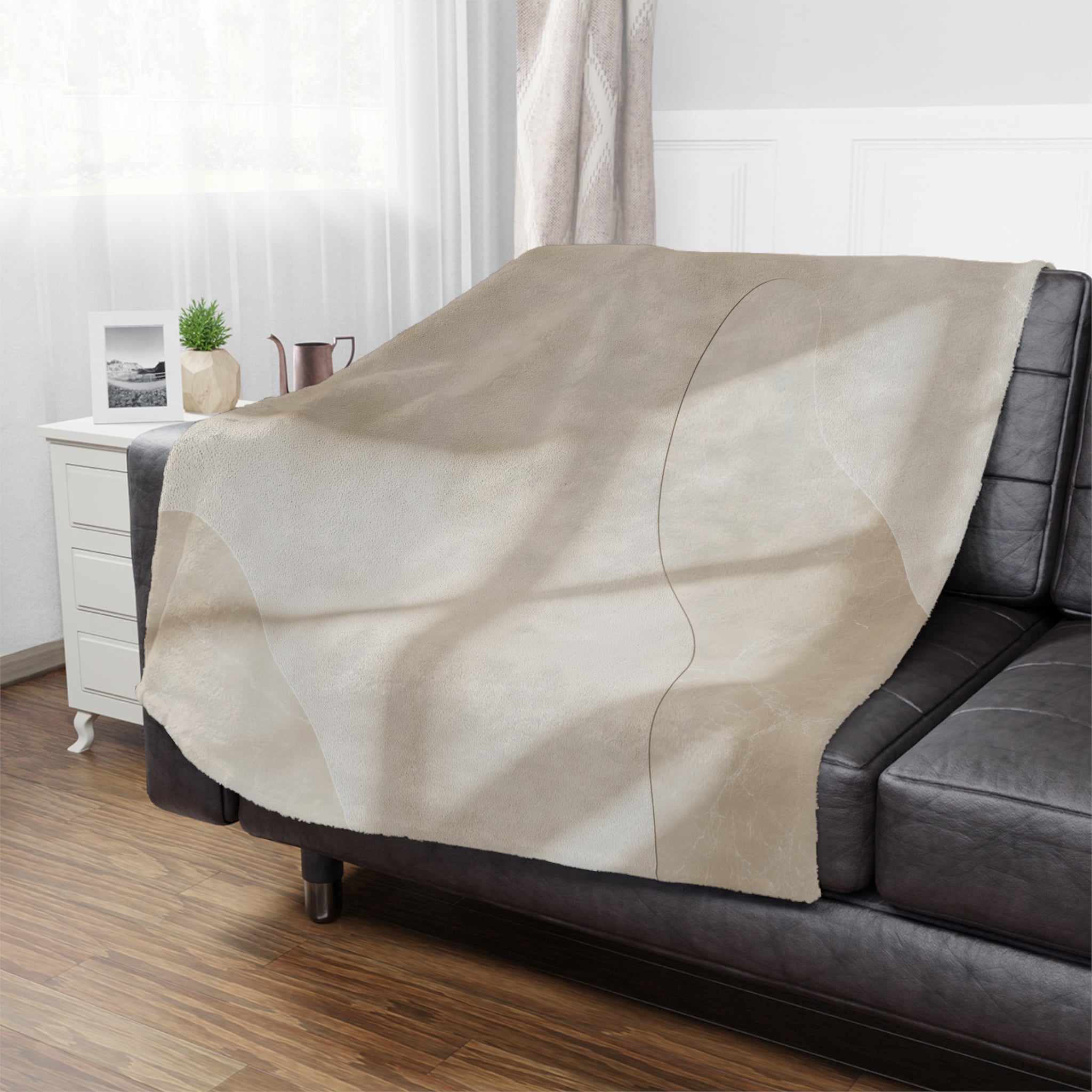 Minimalist Beige Minky Blanket
