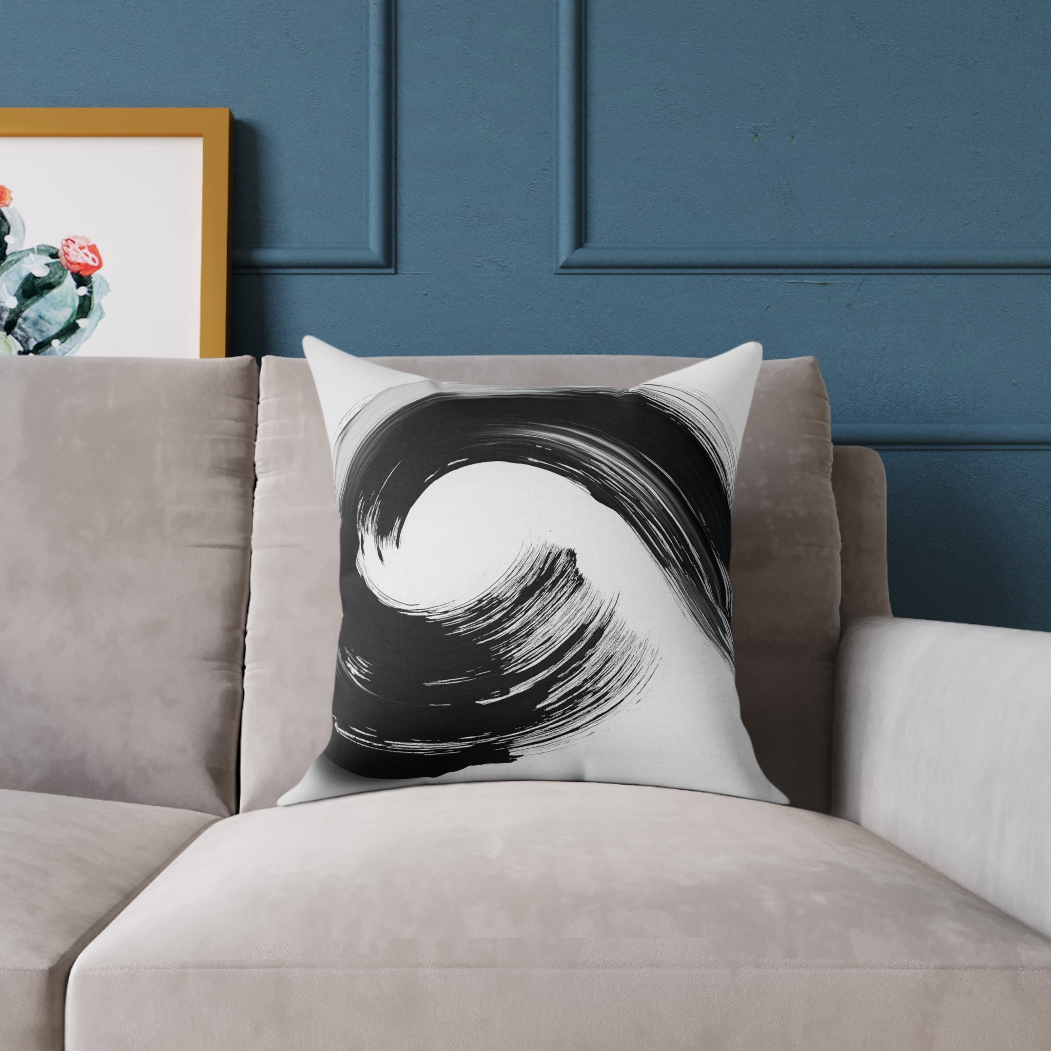 Abstract Wave Poly Canvas Pillow