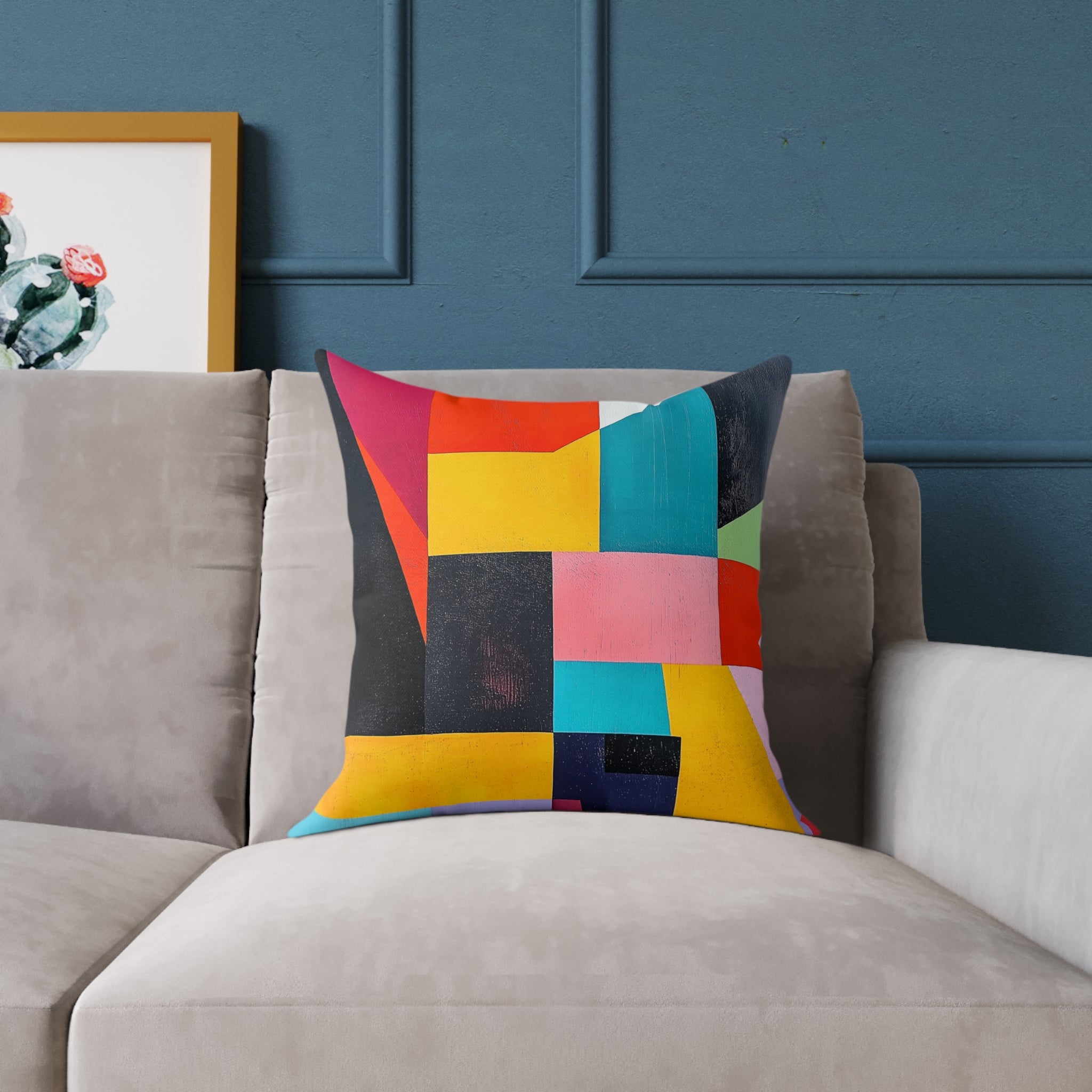 Vibrant Abstract Square Poly Canvas Pillow