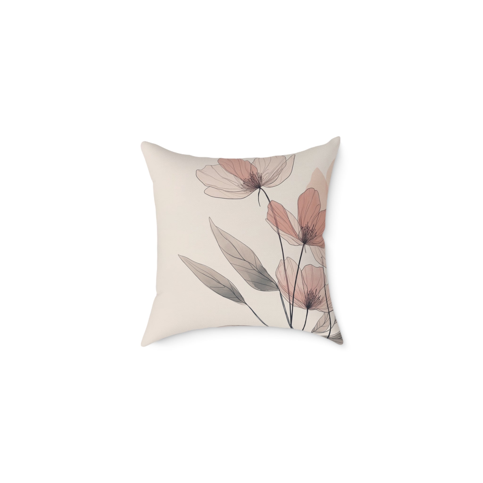 Elegant Floral Square Poly Canvas Pillow