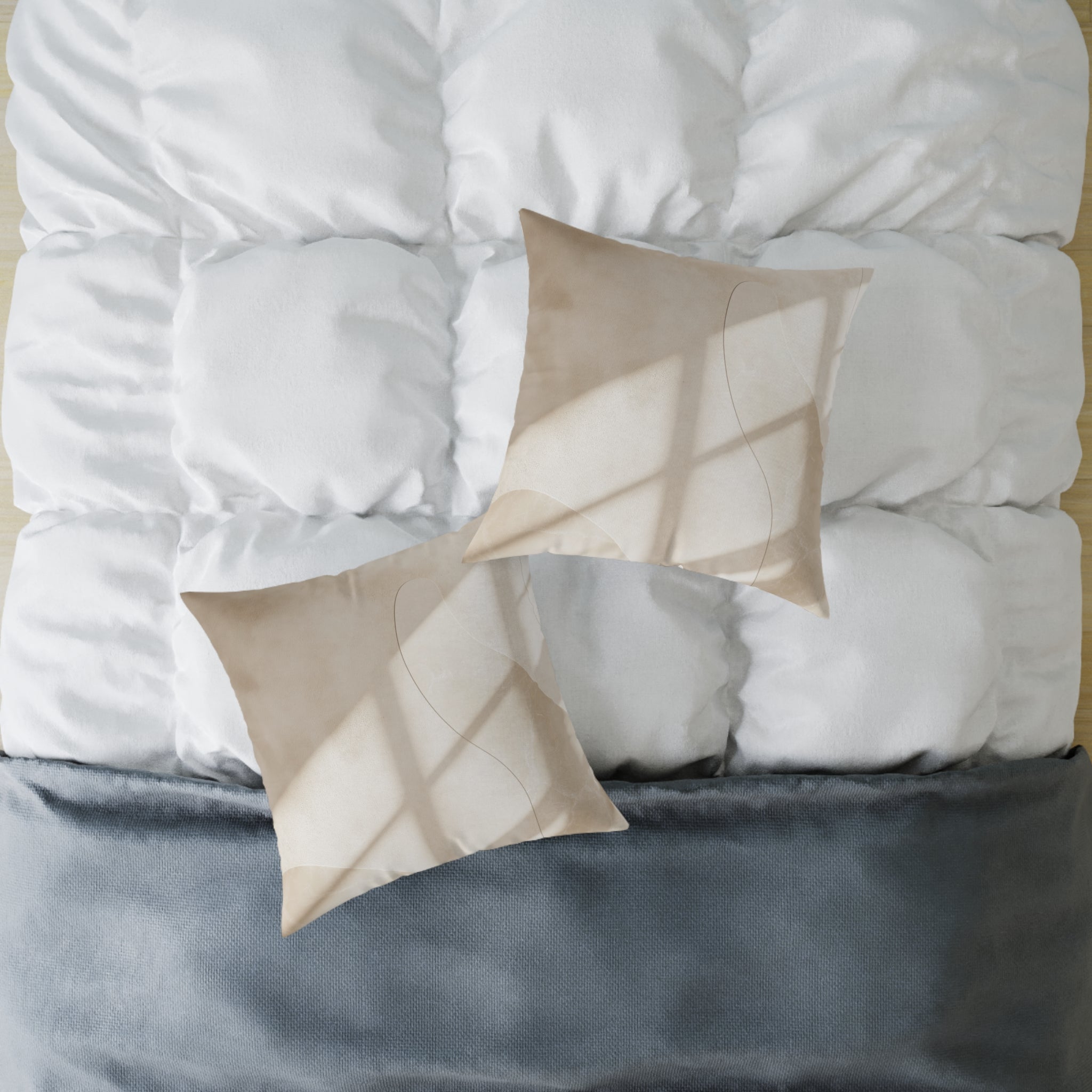 Neutral Abstract Square Poly Canvas Pillow