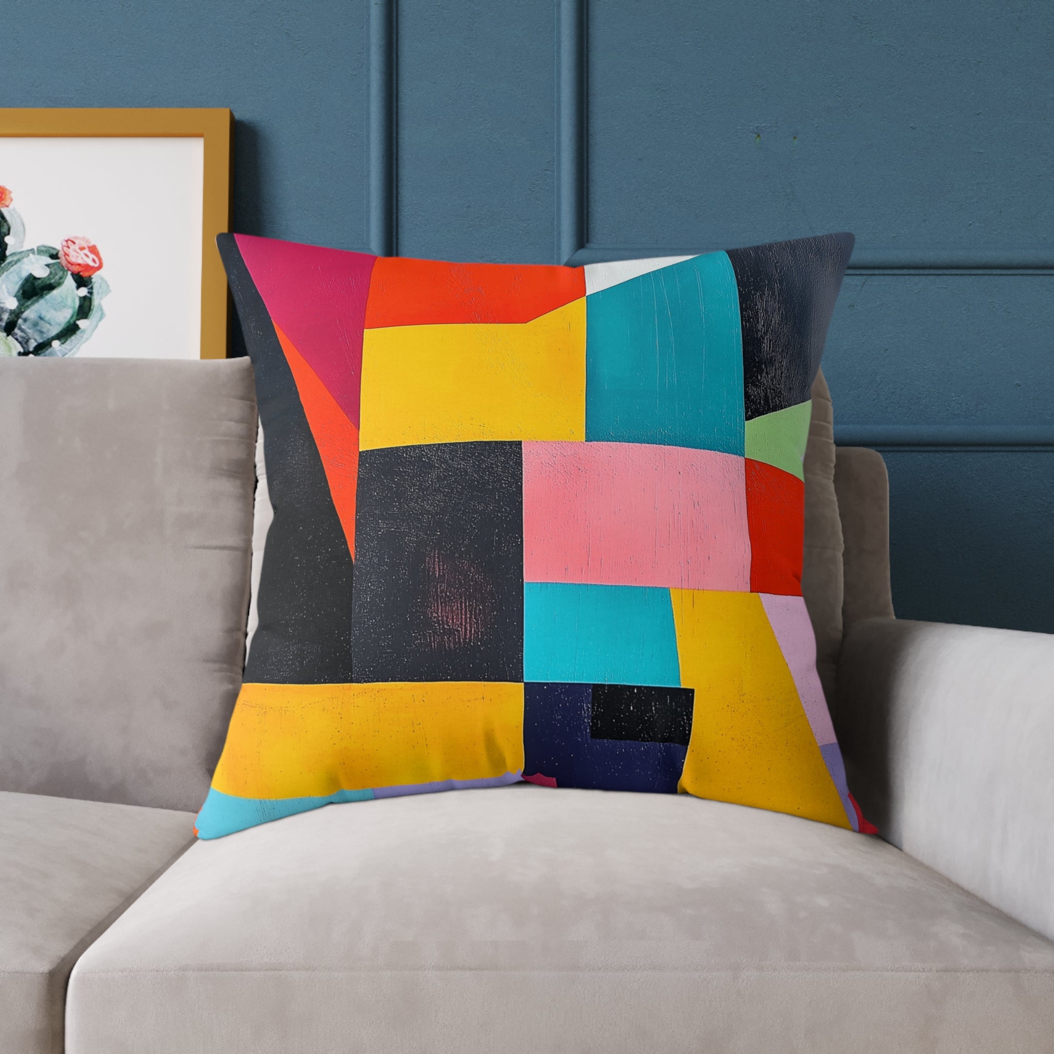 Vibrant Abstract Square Poly Canvas Pillow