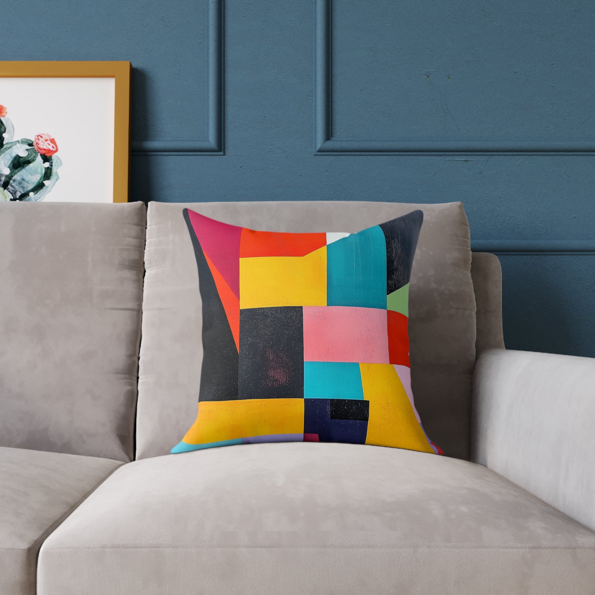 Vibrant Abstract Square Poly Canvas Pillow