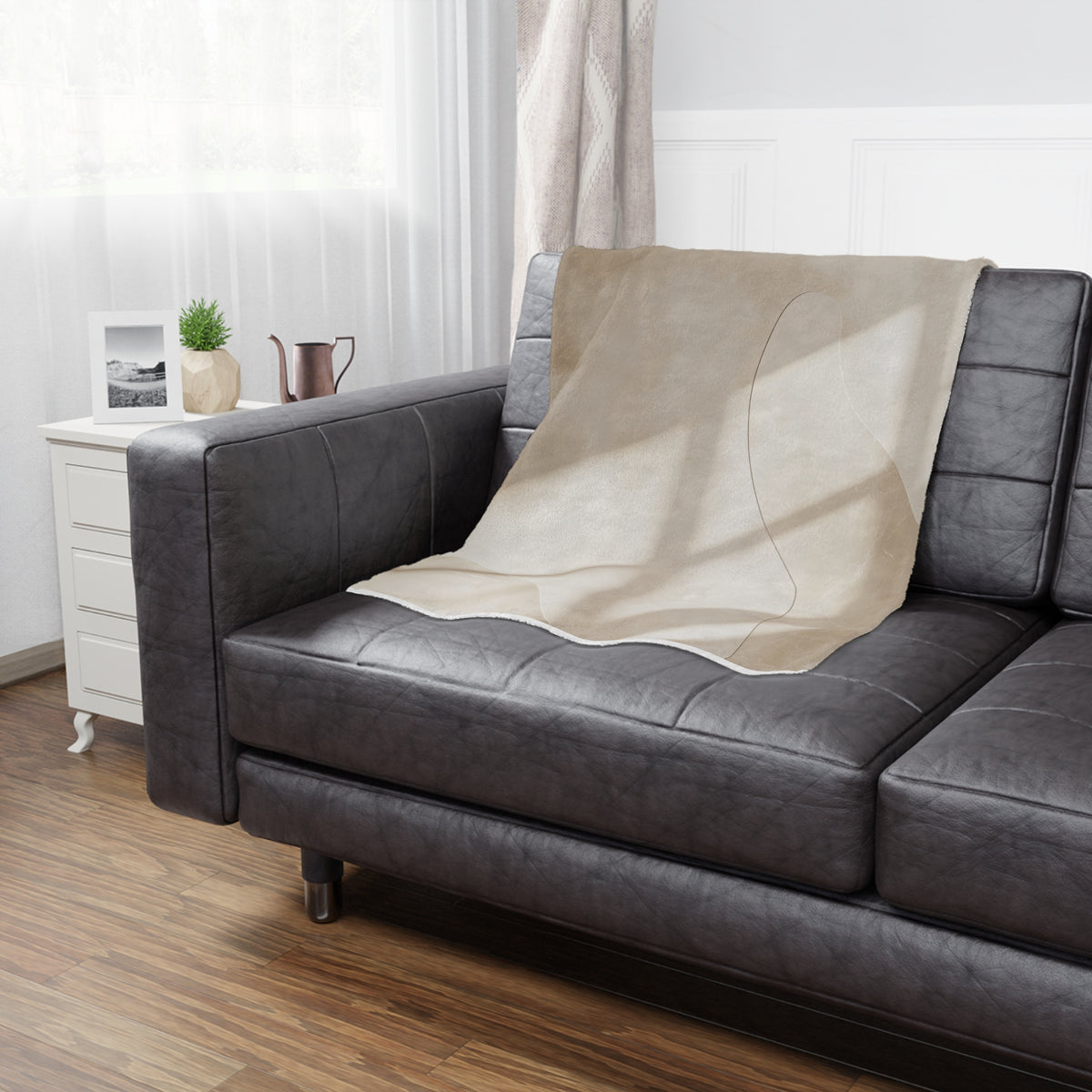 Minimalist Beige Minky Blanket