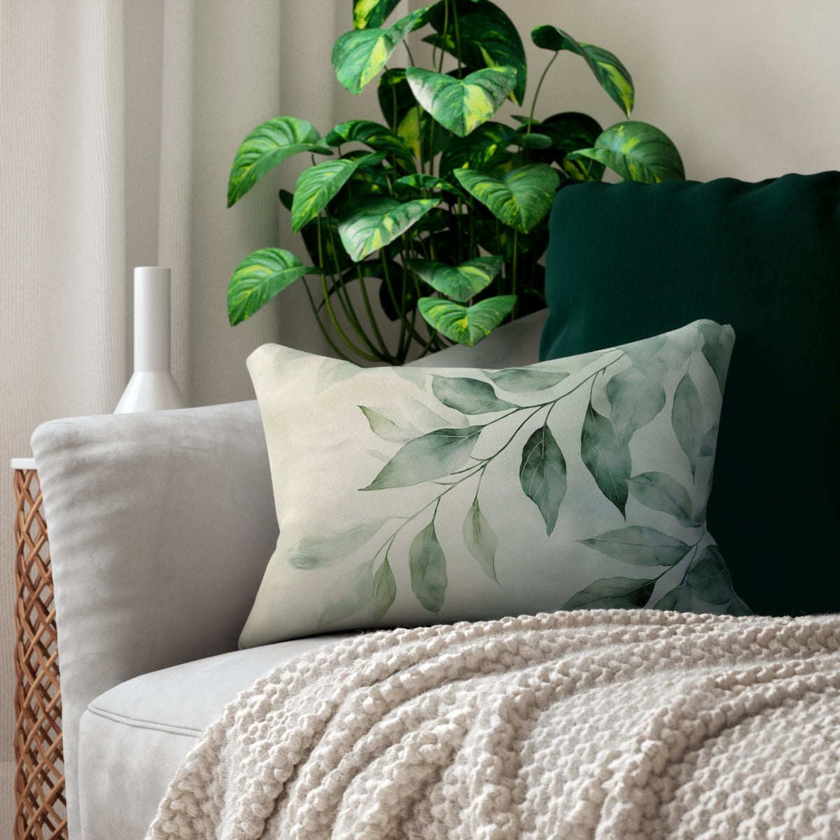 Botanical Leaf Lumbar Pillow