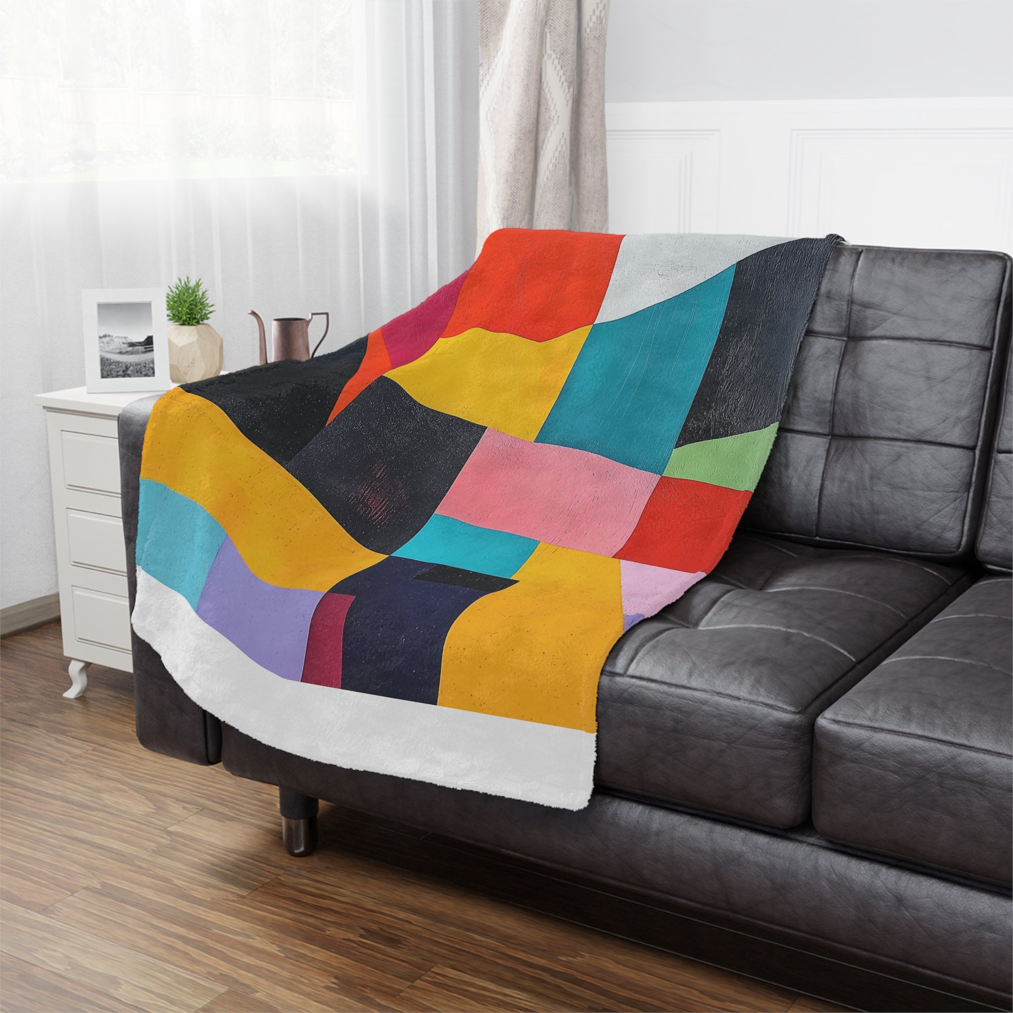Colorful Geometric Minky Blanket