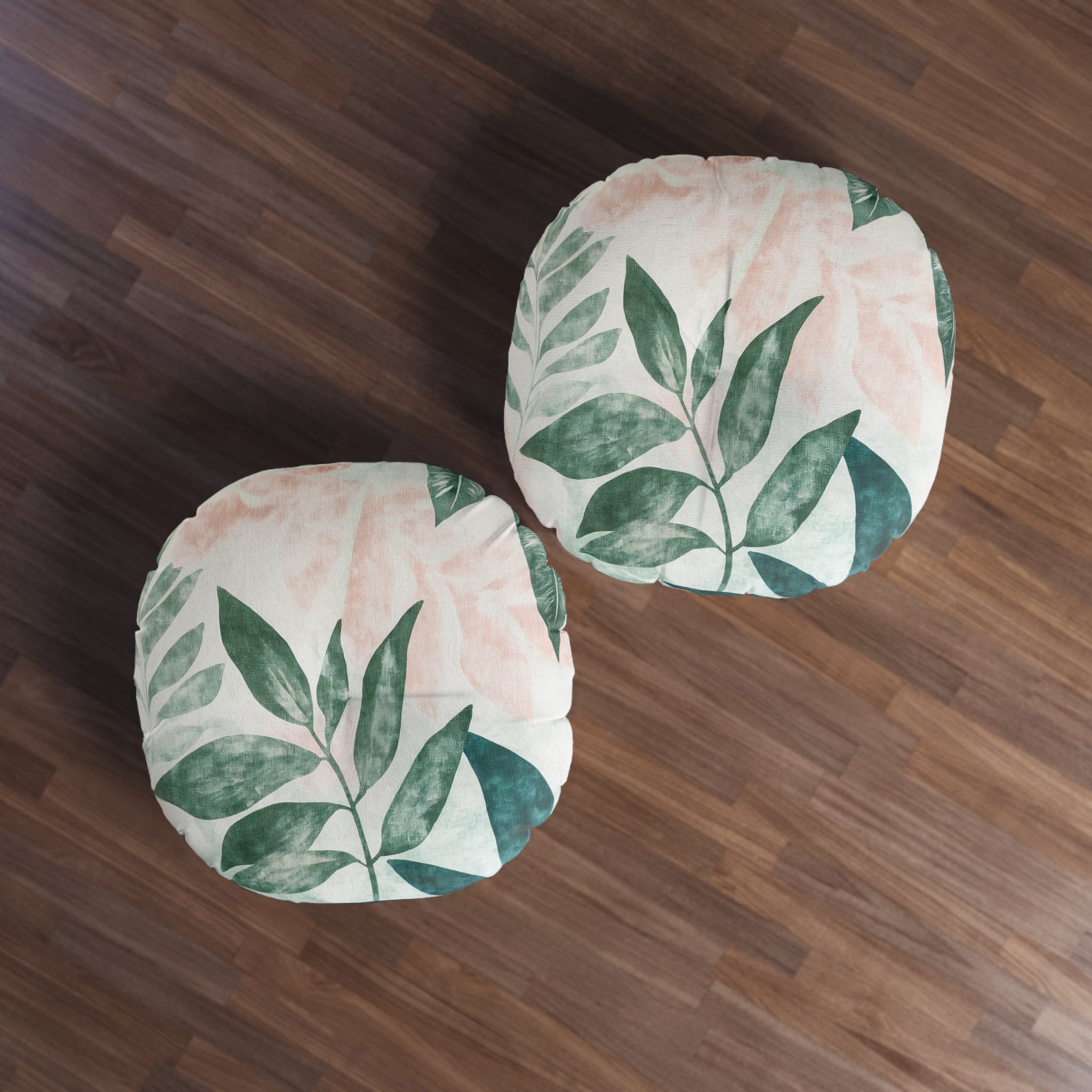 Tropical Leaf Tufted Floor Pillow
