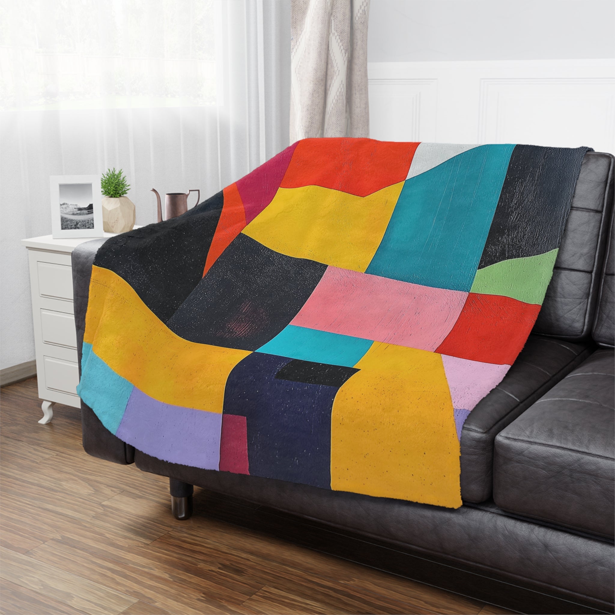 Colorful Geometric Minky Blanket