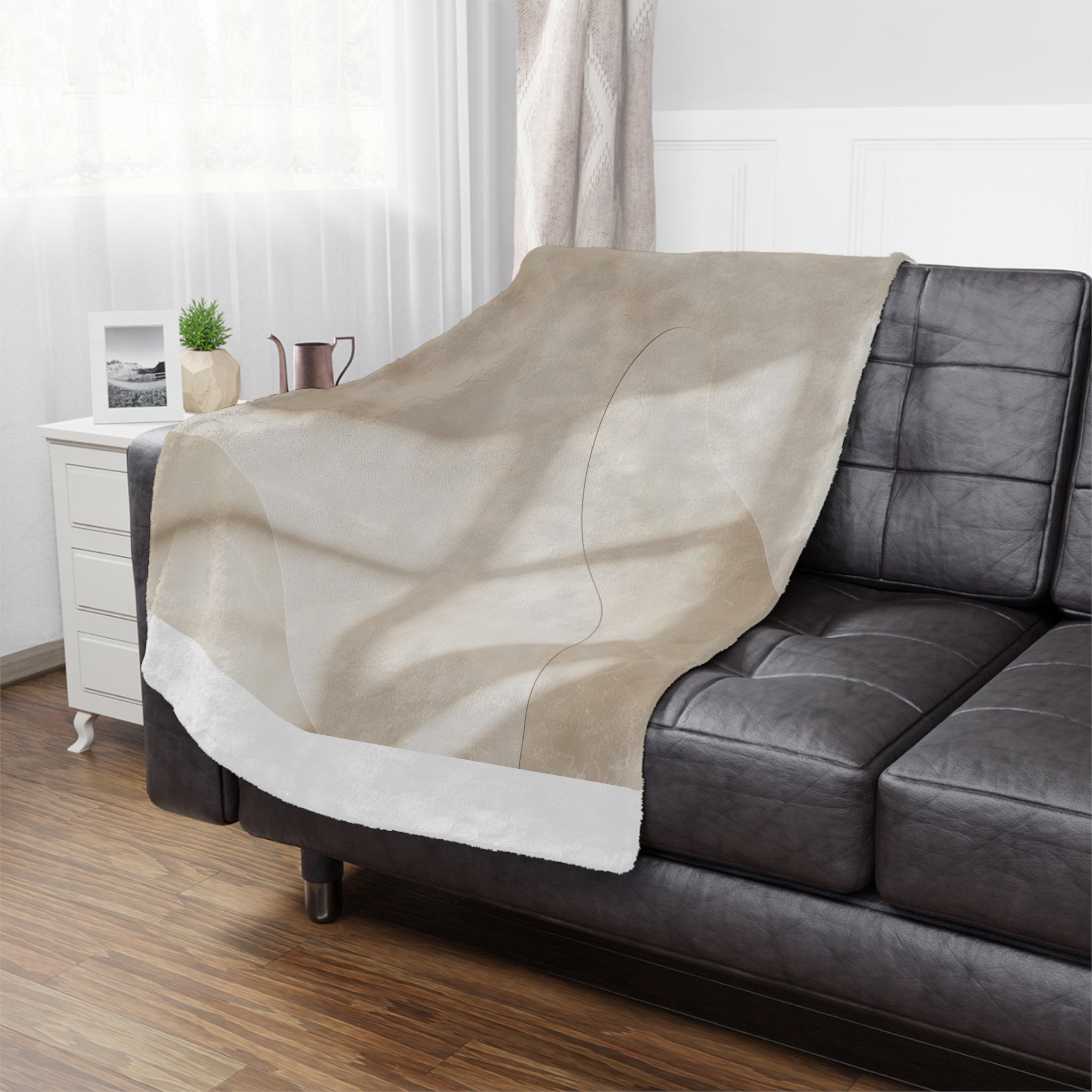 Minimalist Beige Minky Blanket