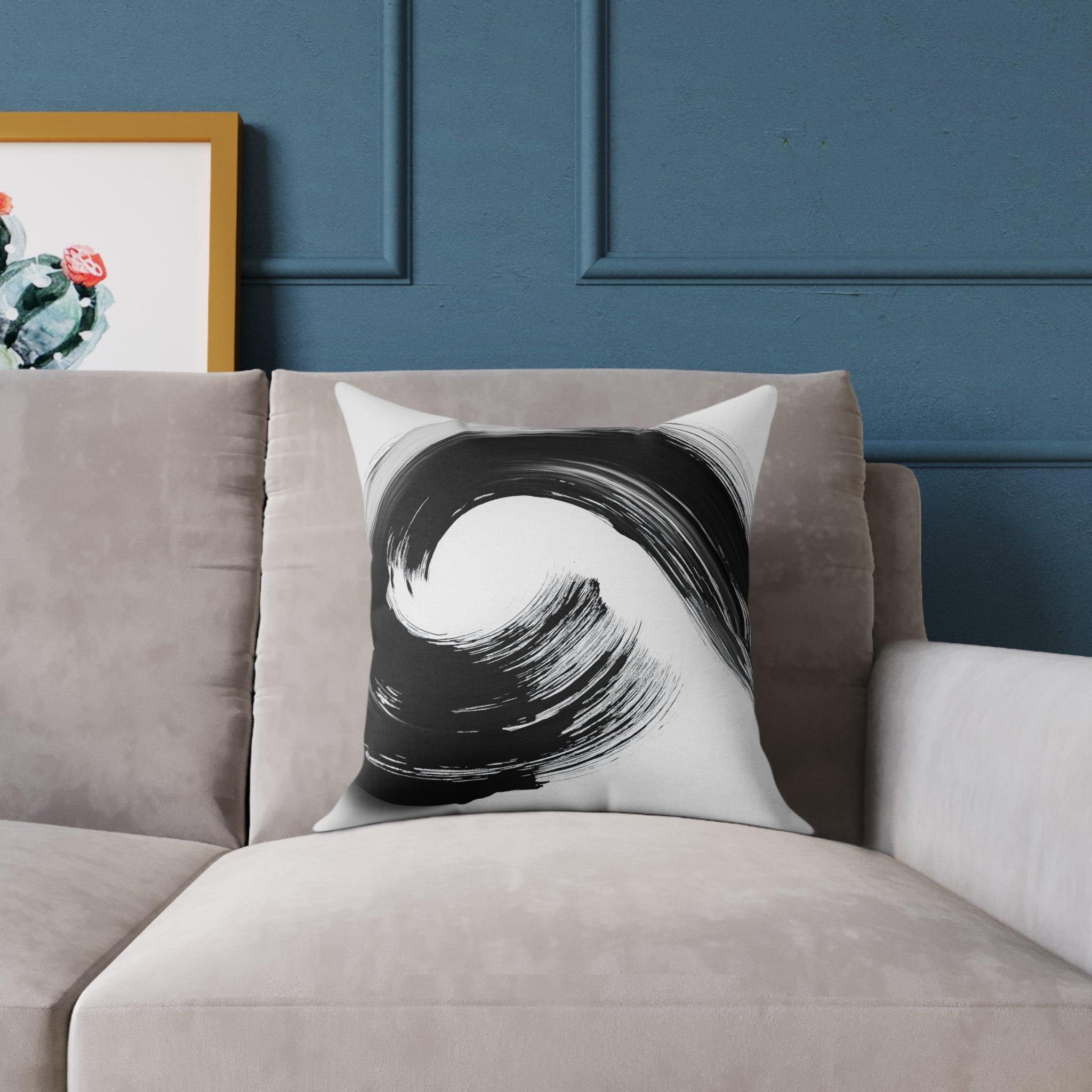 Abstract Wave Poly Canvas Pillow