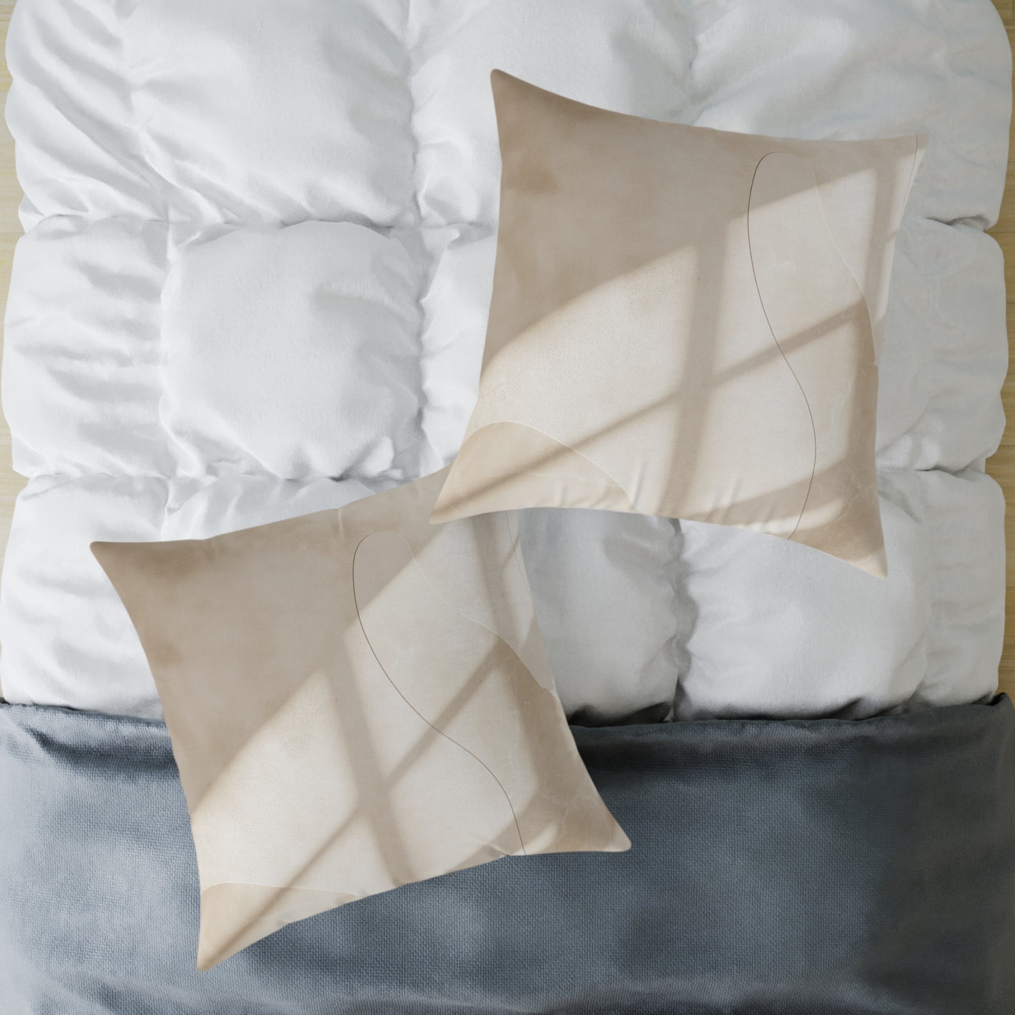 Neutral Abstract Square Poly Canvas Pillow