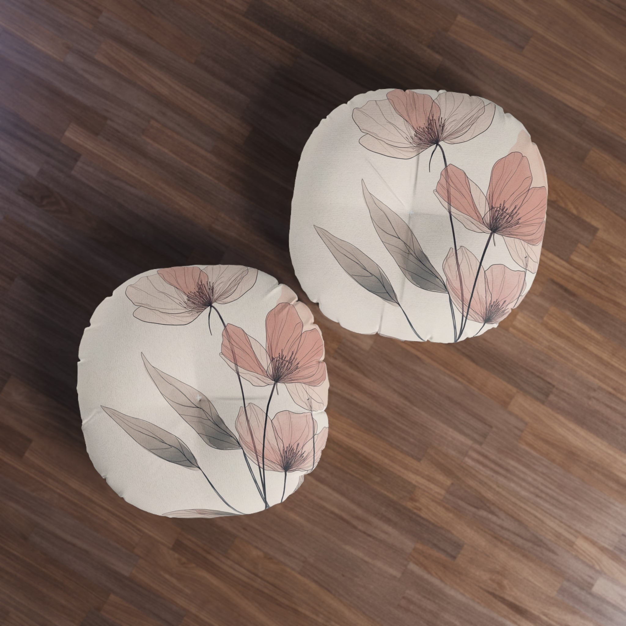 Floral Round Tufted Floor Pillow