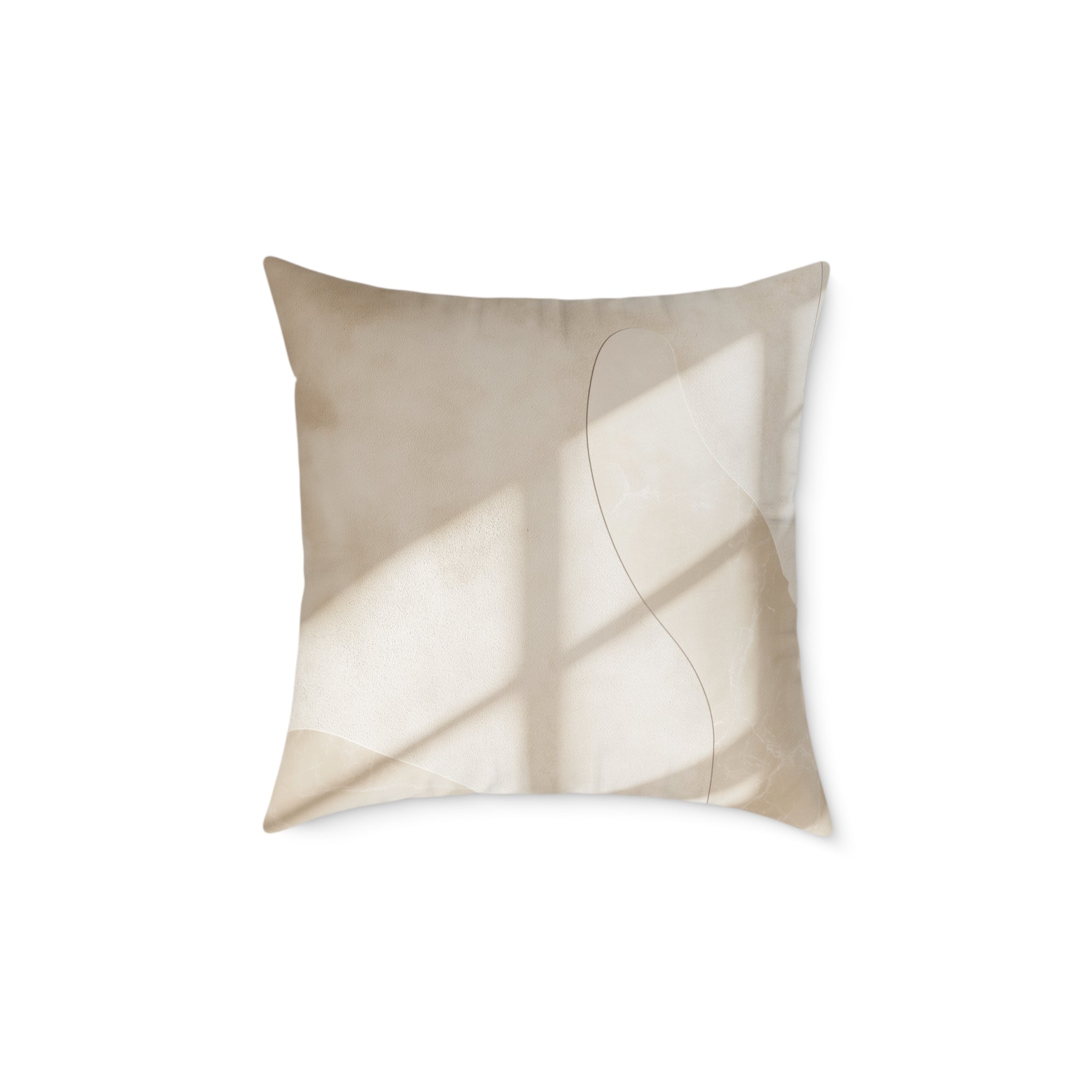 Neutral Abstract Square Poly Canvas Pillow
