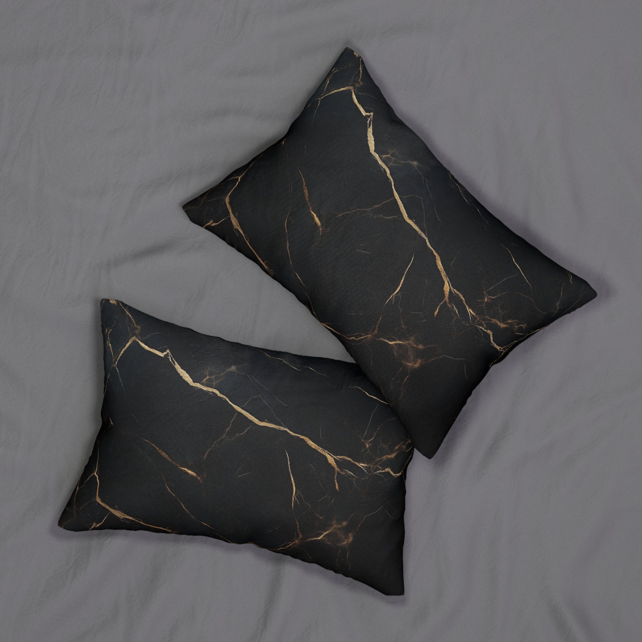 Elegant Black Marble Lumbar Pillow
