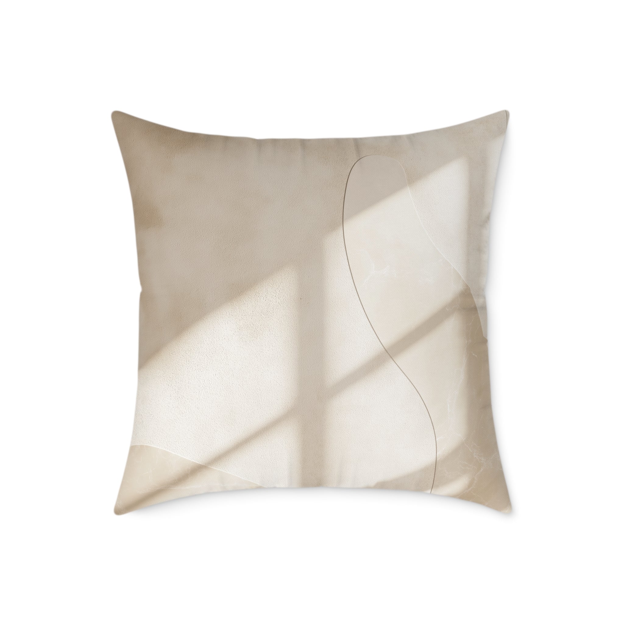 Neutral Abstract Square Poly Canvas Pillow