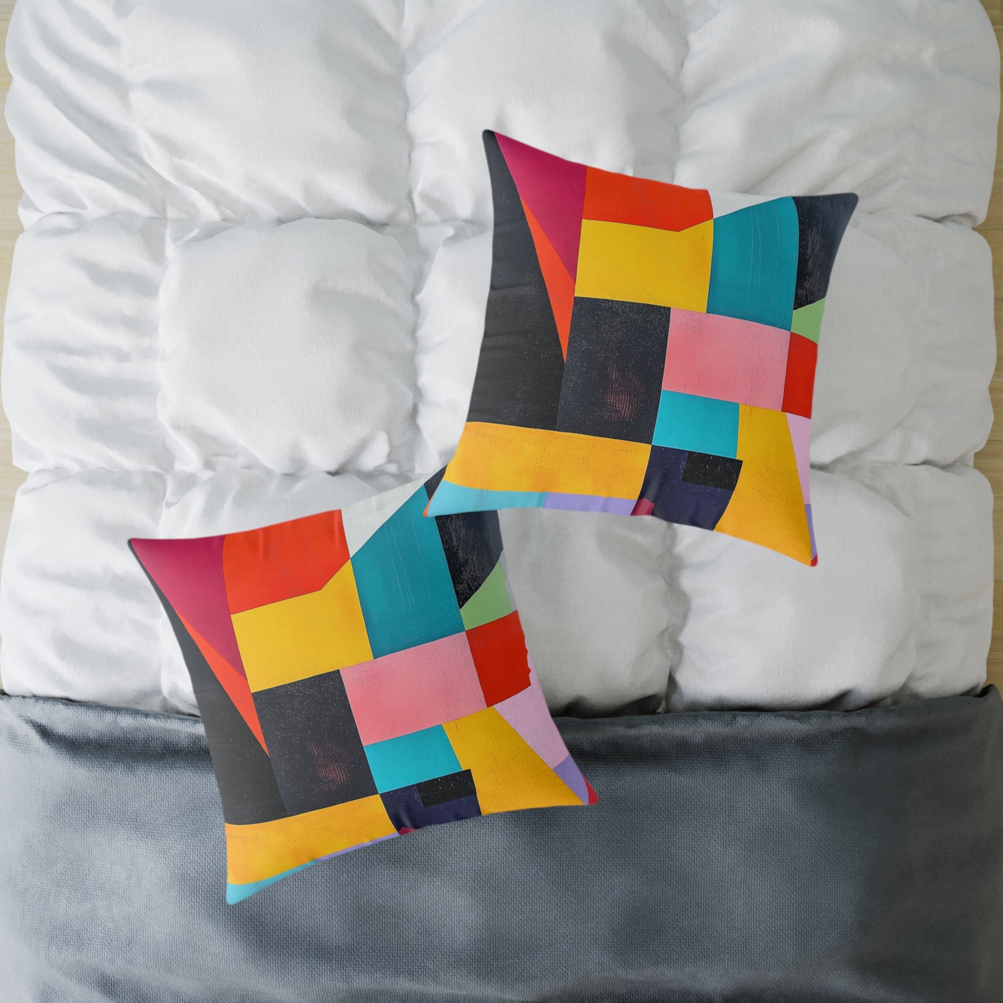 Vibrant Abstract Square Poly Canvas Pillow