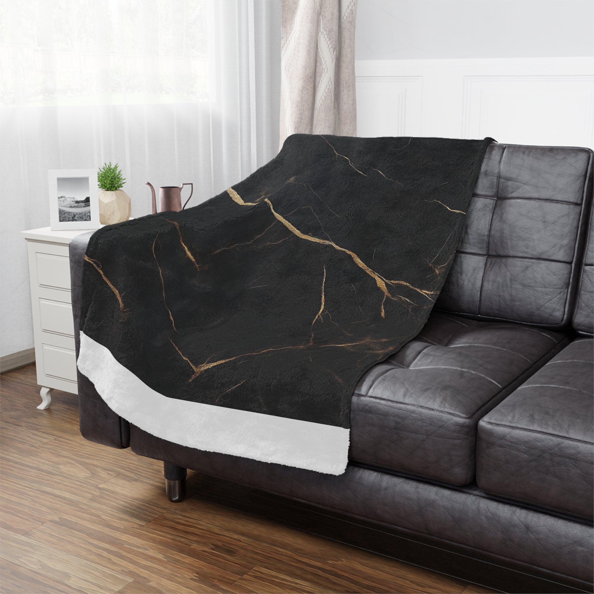 Luxurious Black Marble Minky Blanket