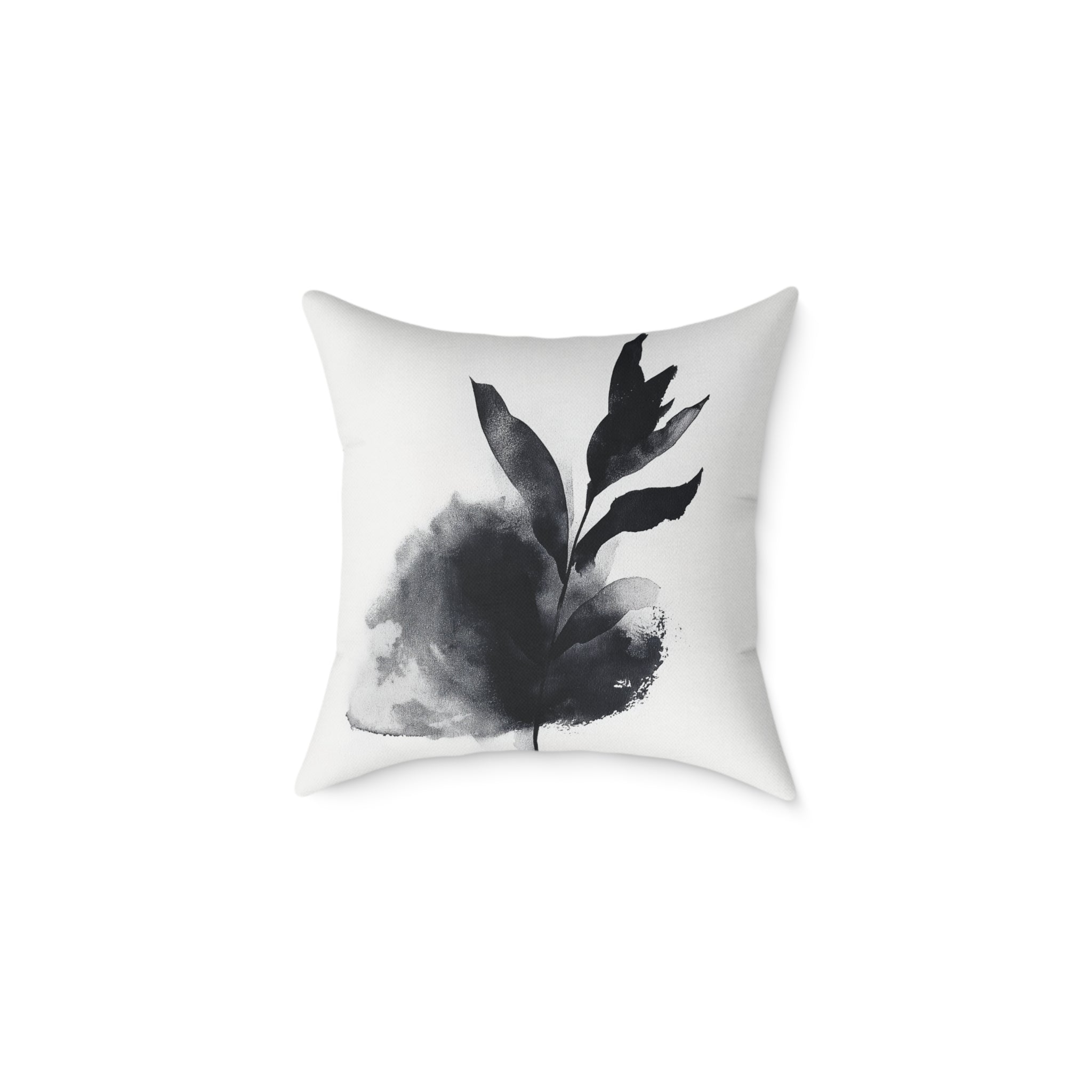 Elegant Black Leaf Print Pillow