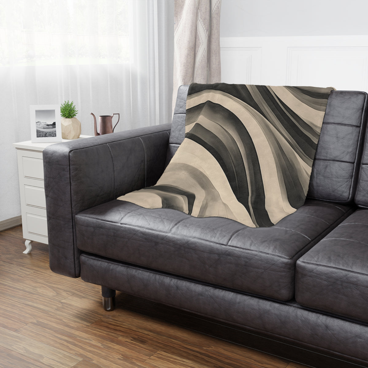 Cozy Neutral Waves Minky Blanket