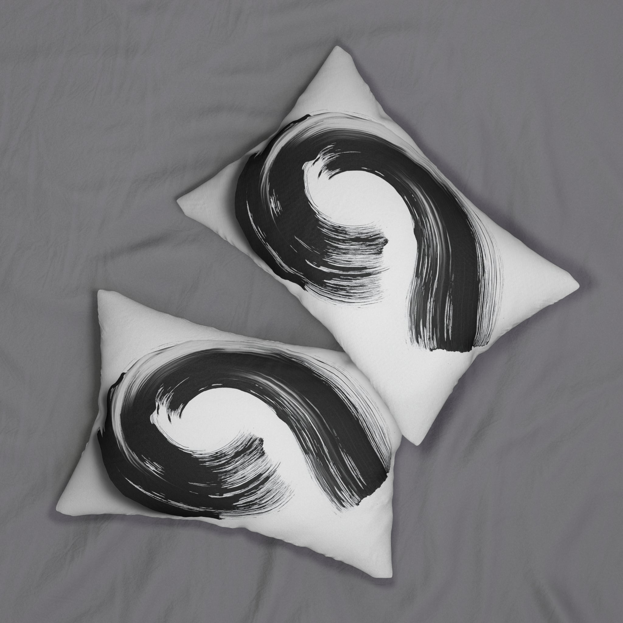 Modern Abstract Black & White Lumbar Pillow