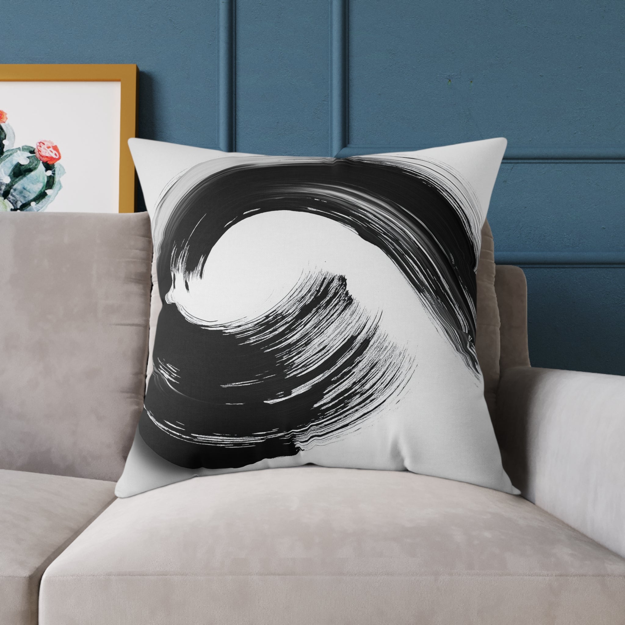 Abstract Wave Poly Canvas Pillow