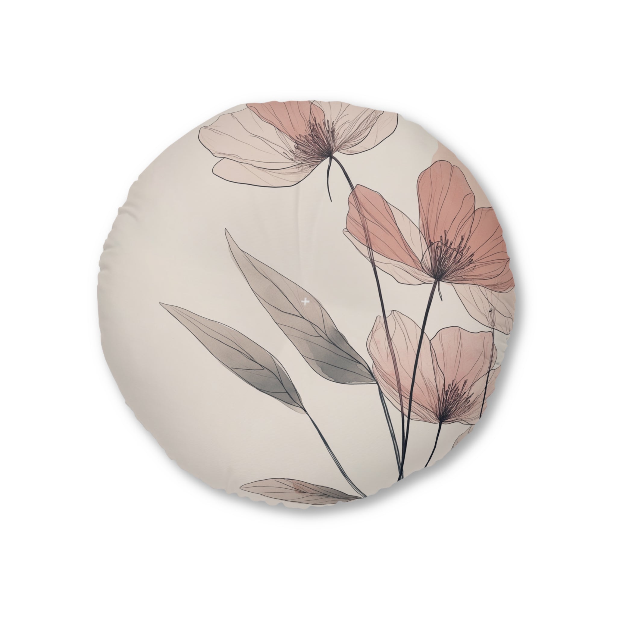 Floral Round Tufted Floor Pillow