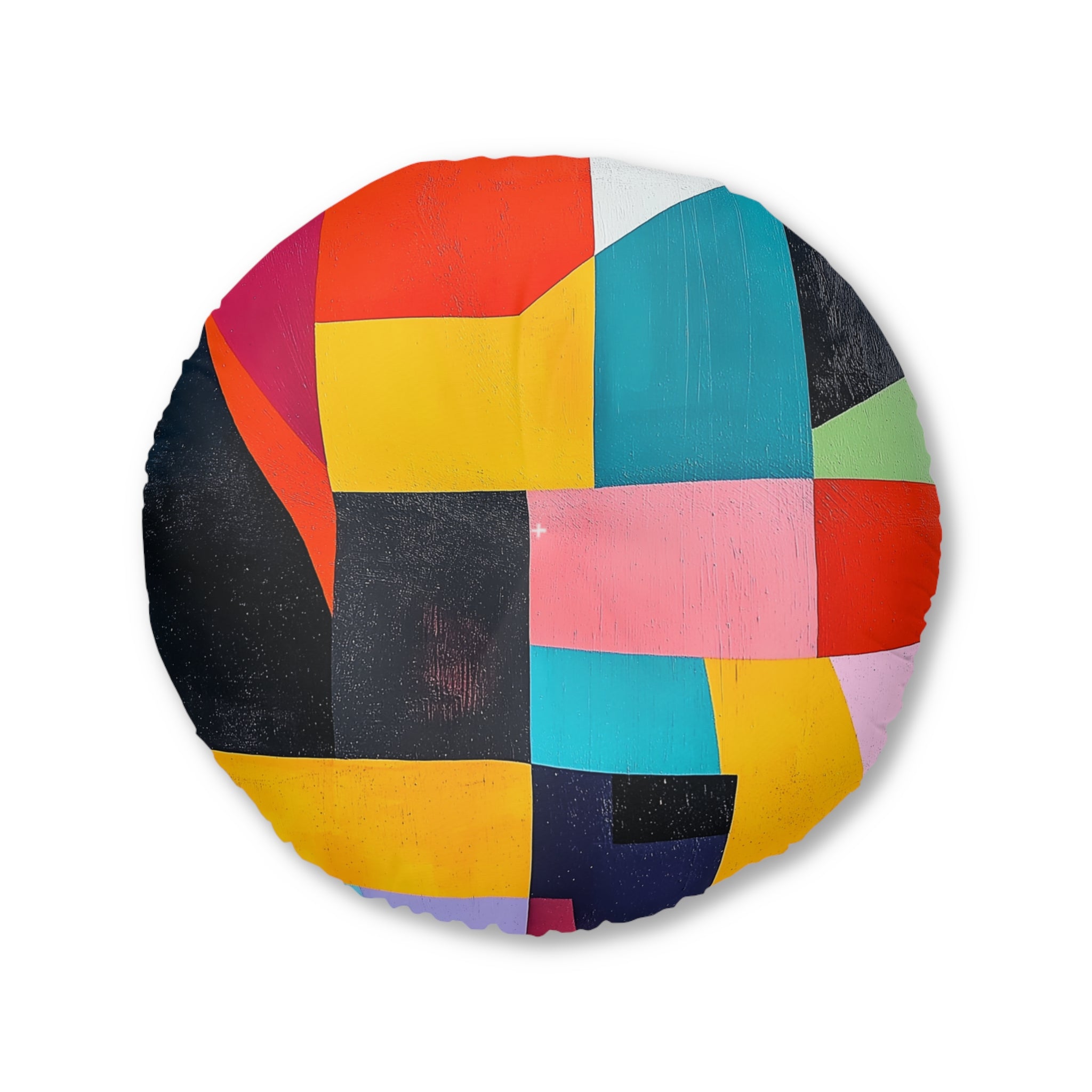 Colorful Abstract Round Tufted Floor Pillow