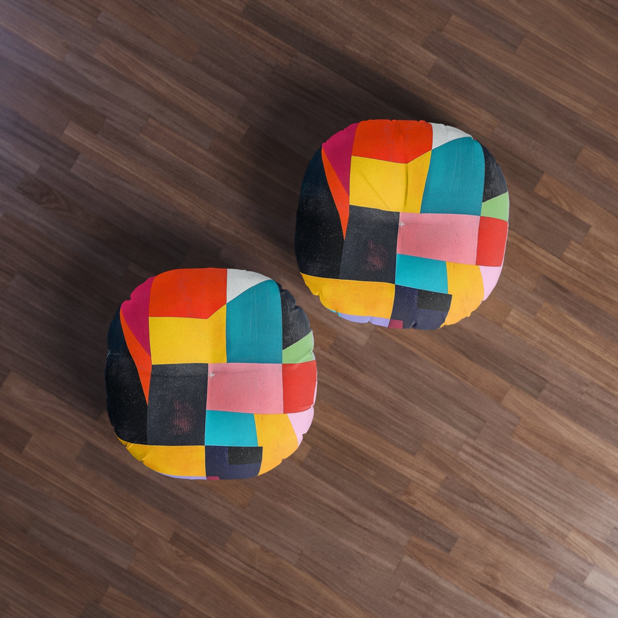 Colorful Abstract Round Tufted Floor Pillow