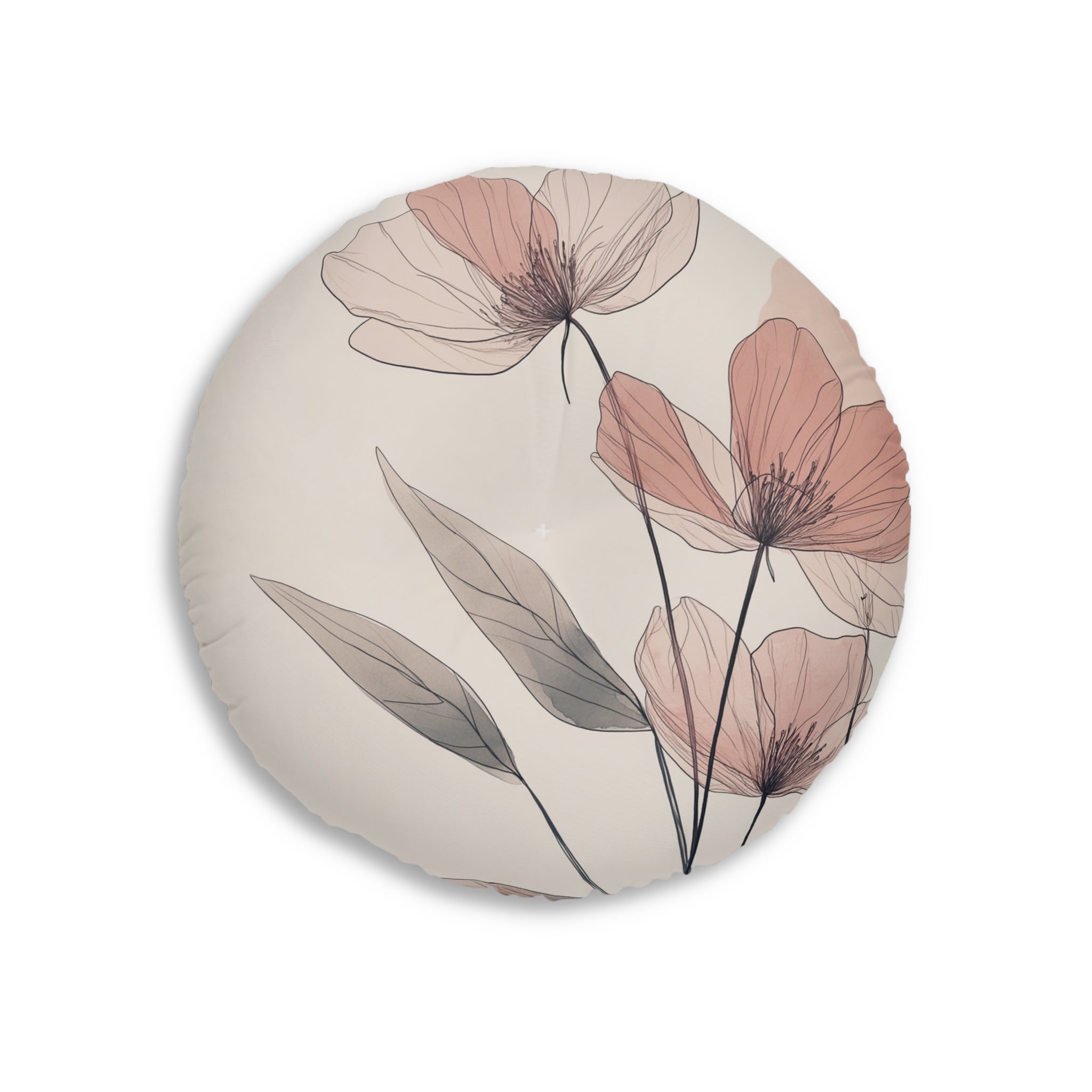 Floral Round Tufted Floor Pillow